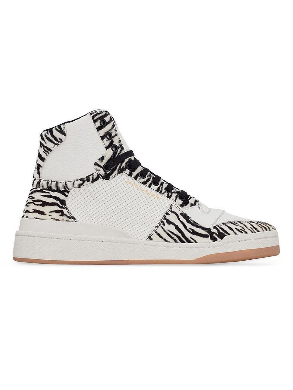 Saint Laurent Paris SL/24 Mid-Top Sneakers in Smooth Leather and Zebra Print Pony Effect Size US 6 / EU 39 - 1 Preview