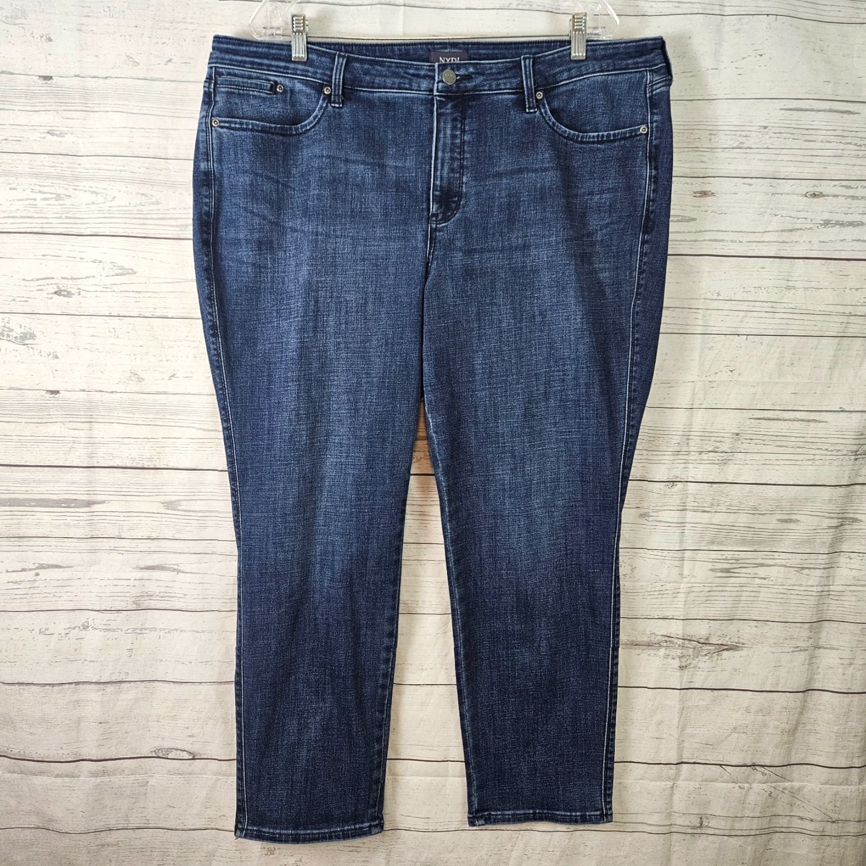NYDJ NYDJ Jeans Ankle Womens 18W Plus Size Blue 18W High Rise Medium Wash Denim Cotton Blend Size 40" / US 18 - 2 Thumbnail
