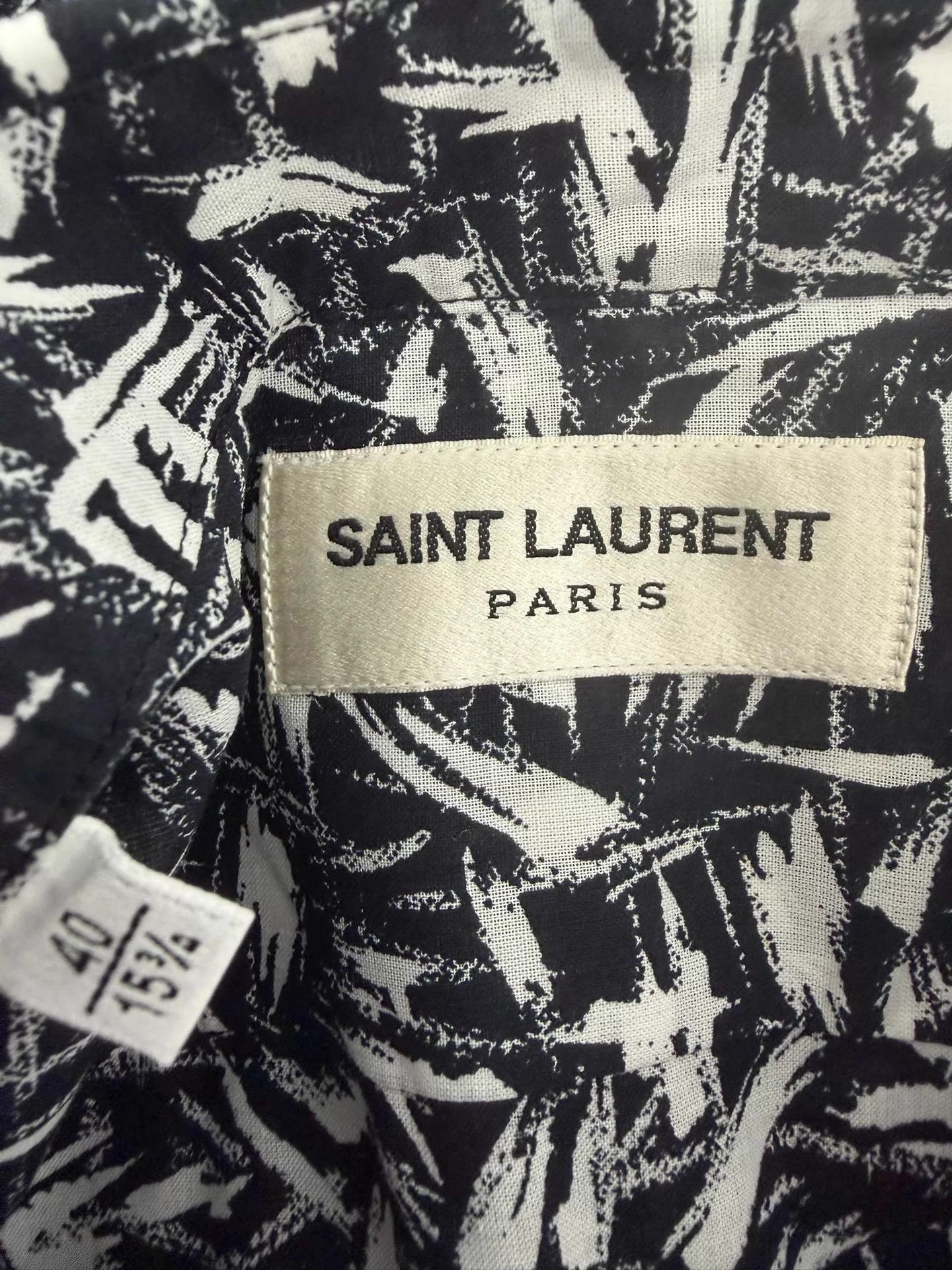 Saint Laurent Paris SLP 14ss Thorns All Over Black White Shirt 40 NWT Size US M / EU 48-50 / 2 - 4 Thumbnail