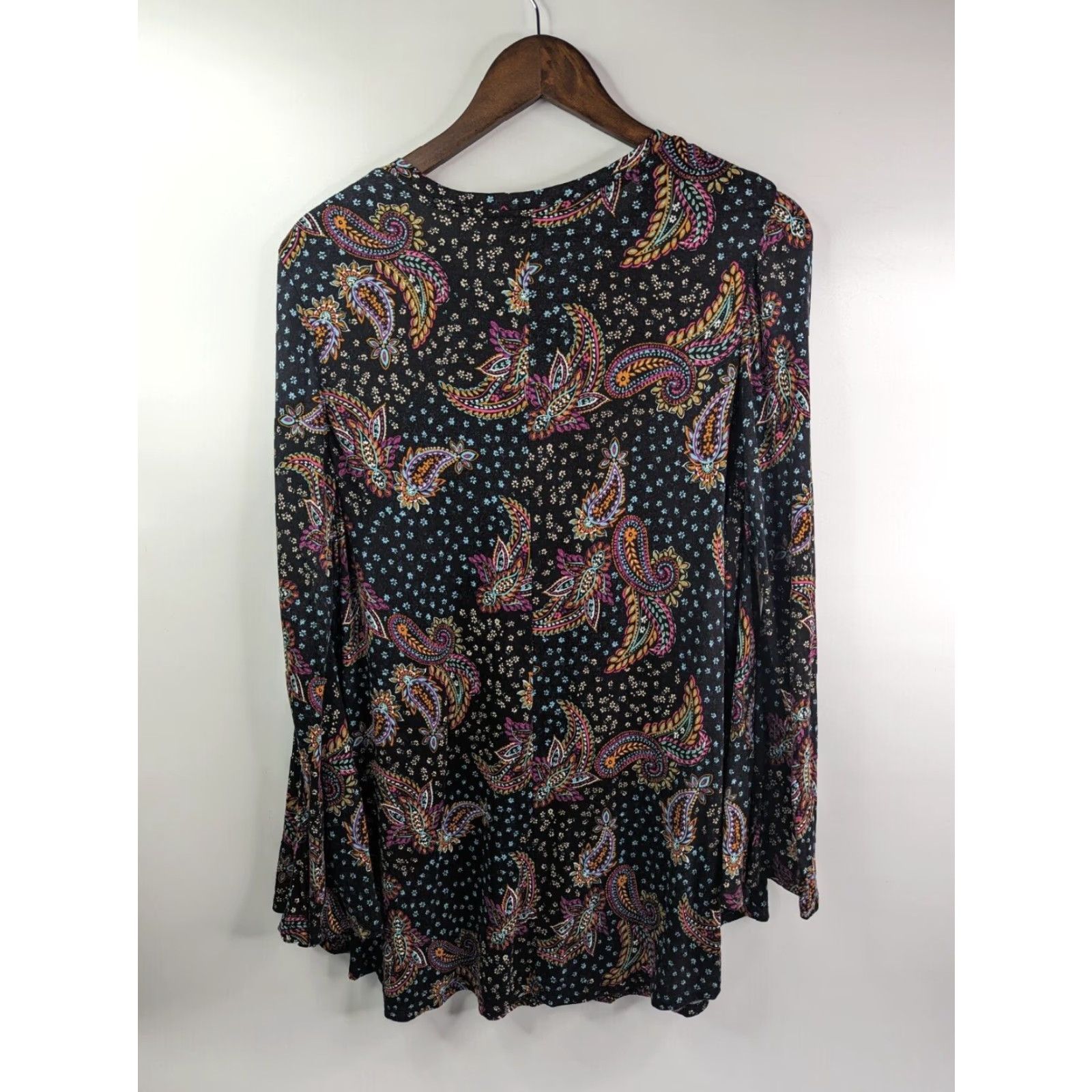 Vintage Lane Bryant Blouse Shirt Pullover Long Sleeve Black Floral Rayon 10/12 Women Regular Chiffon Paisley Basic Size L / US 10 / IT 46 - 4 Thumbnail