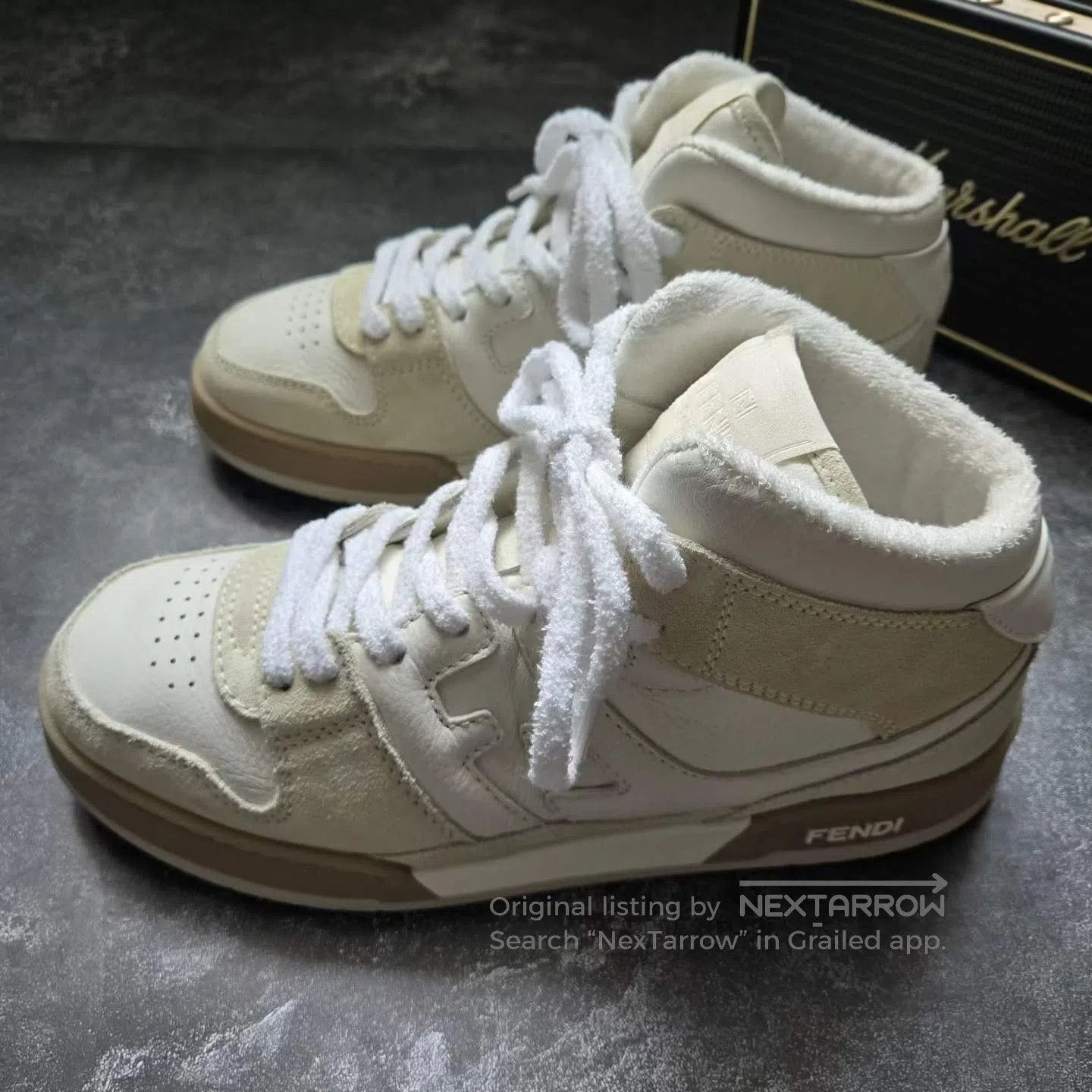 Fendi FENDI White and Brown High-Top Skate Shoes| Size US 10.5 / IT 40.5 - 1 Thumbnail