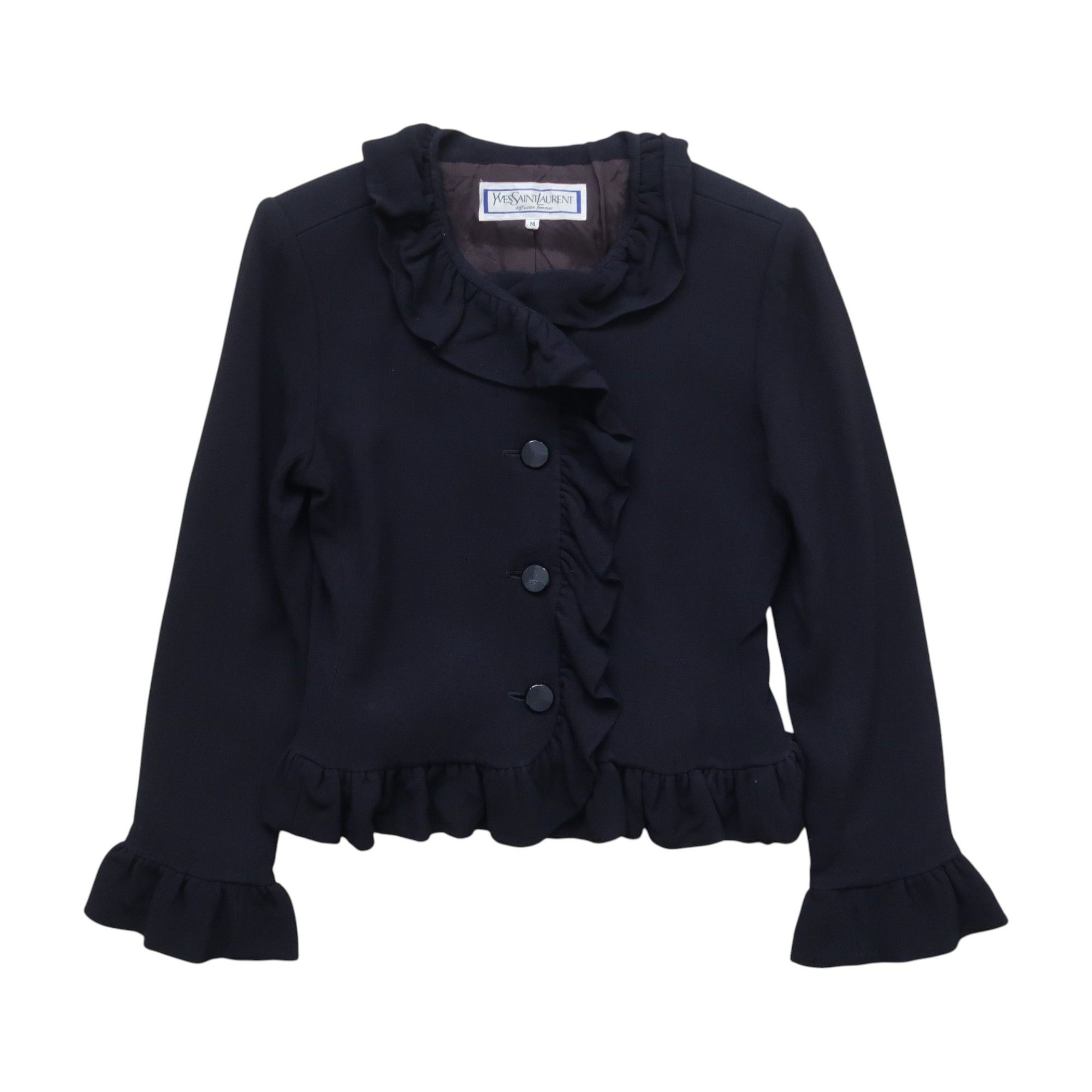 Saint Laurent Paris Yves Saint Laurent Diffusion Femmes Ruffle Jacket Blazer Size M / US 6-8 / IT 42-44 - 1 Thumbnail