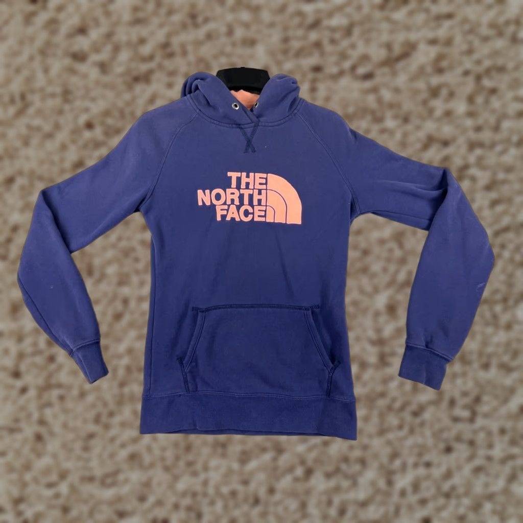 The North Face The North Face Pullover Hoodie Womens Small Purple Peach Floral Logo Sweatshirt Cotton Blend Shirt Size S / US 4 / IT 40 - 1 Thumbnail
