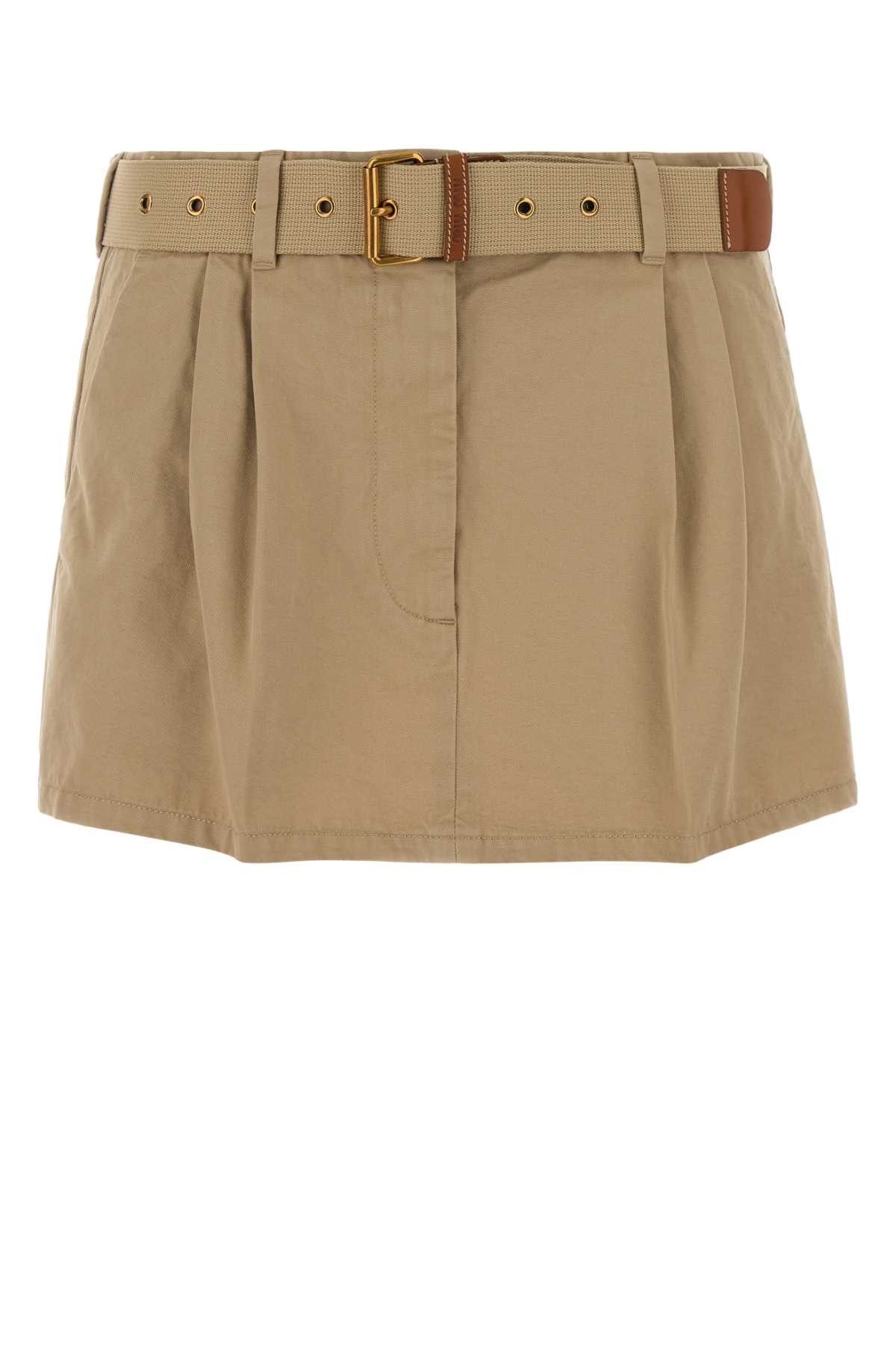 Miu Miu Beige Gabardine Mini Skirt Size 28" / US 6 / IT 42 - 1 Thumbnail