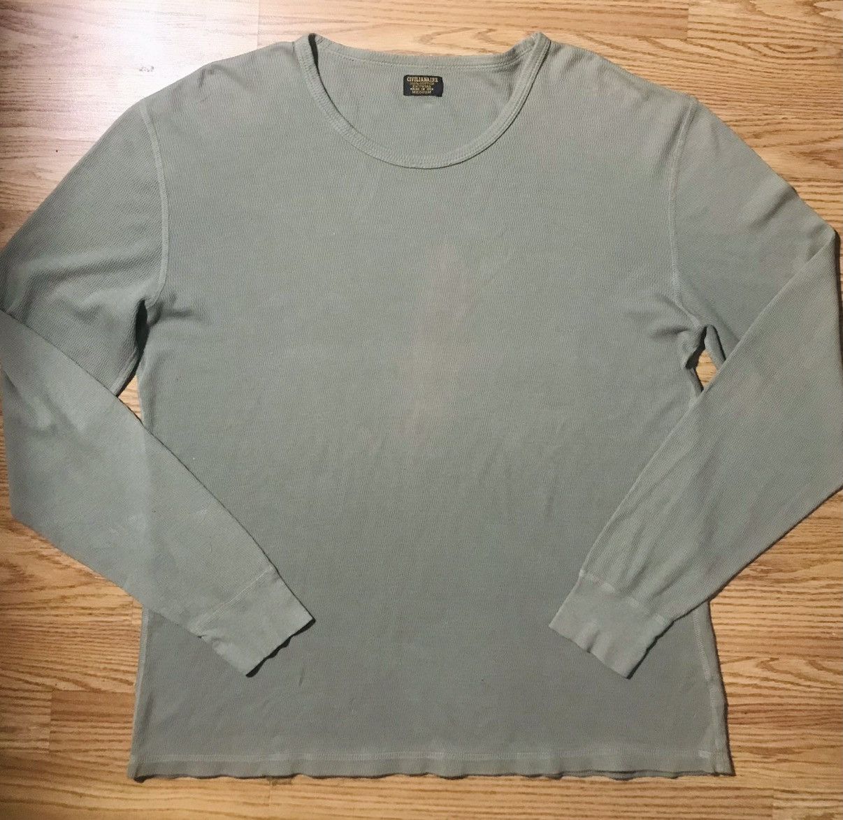 Civilianaire Civilianaire Knitwear Mens M Thermal Shirt Waffle Knit Green Size US M / EU 48-50 / 2 - 1 Thumbnail