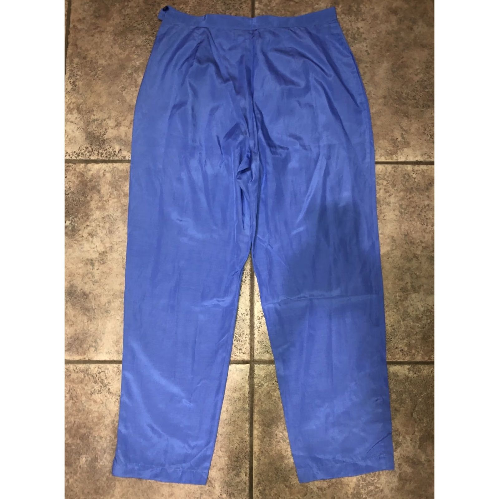 Vintage Diane Gilman pants womens L blue silk Size 36" / US 14 / IT 50 - 4 Thumbnail