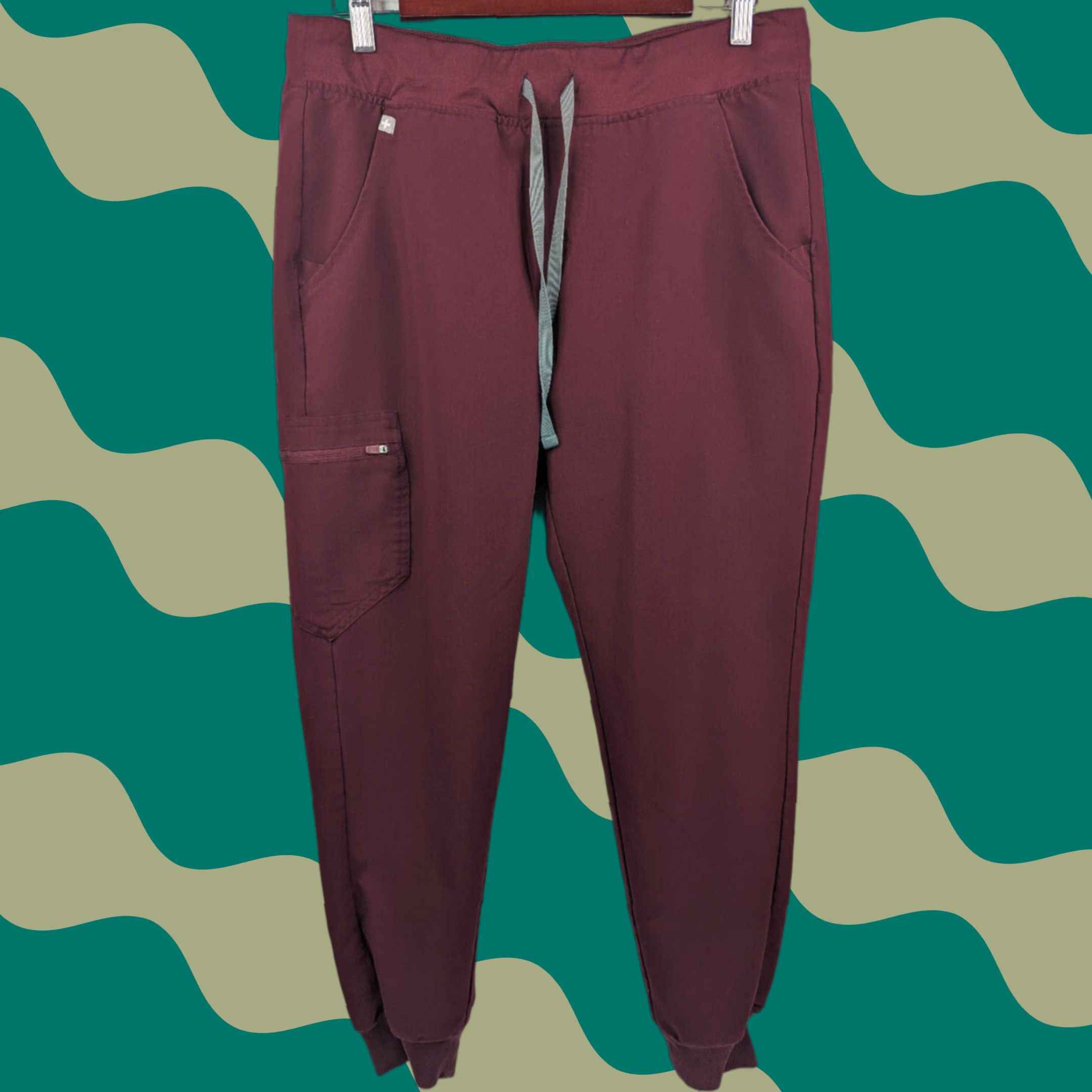 Vintage FIGS Zamora Jogger Scrub Pants Medium Burgundy Drawstring Stretch Nursing Womens Size US 31 - 1 Thumbnail