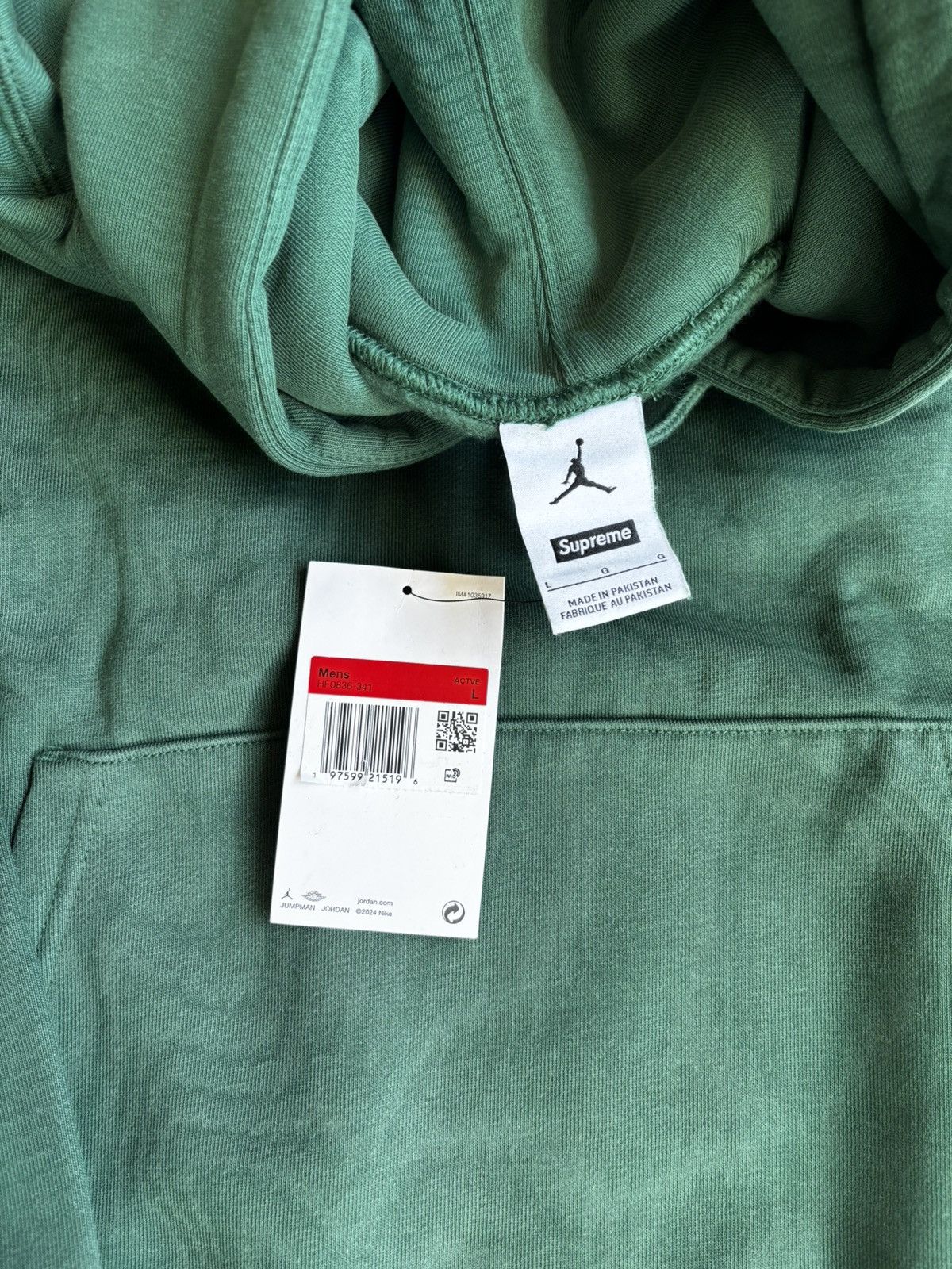 Jordan Brand × Supreme Supreme Jordan Green Hoodie Size US L / EU 52-54 / 3 - 5 Thumbnail