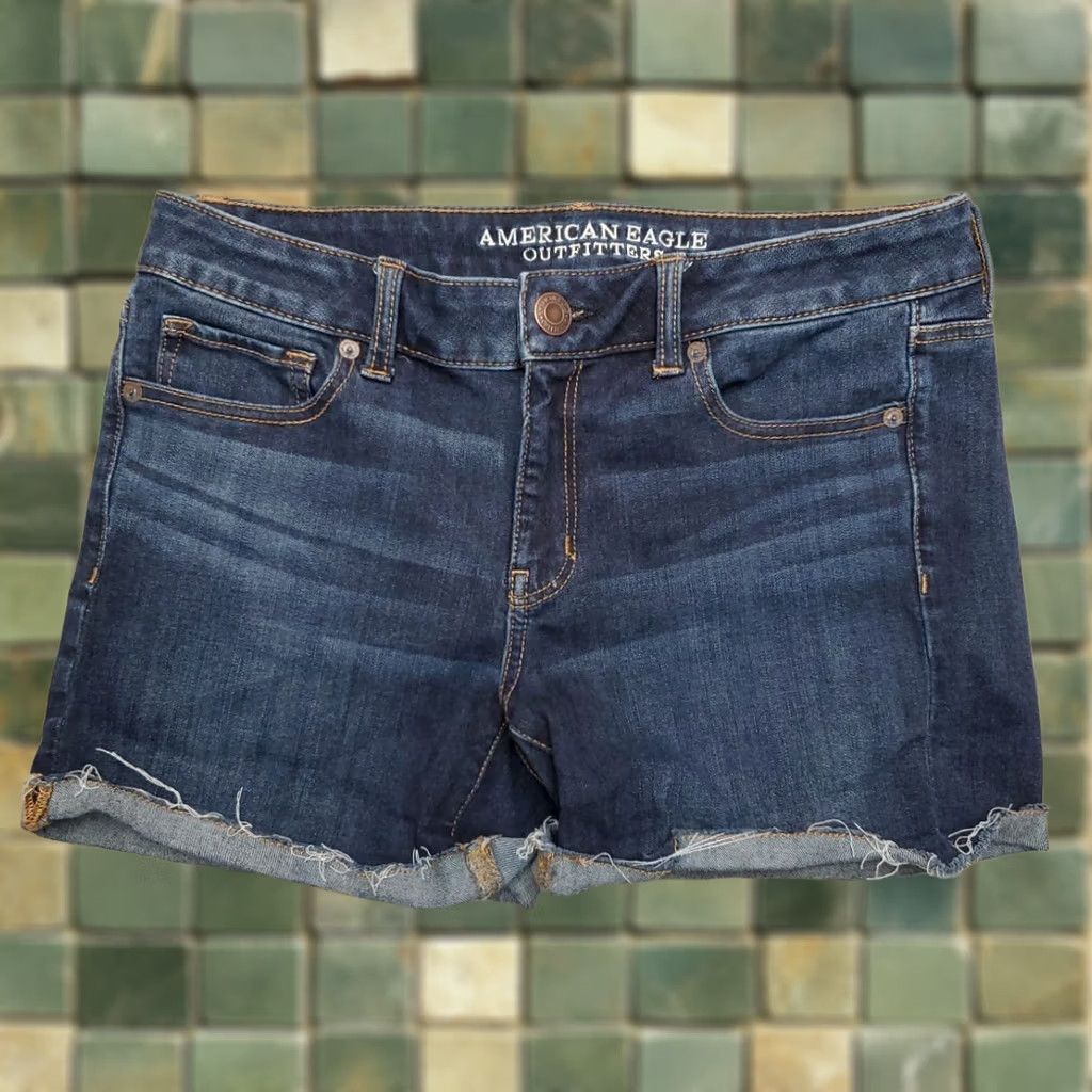 American Eagle Outfitters American Eagle Shorts Womens 10 Denim 360 Super Stretch Cutoff Midi Micro Mini Size 32" / US 10 / IT 46 - 1 Thumbnail
