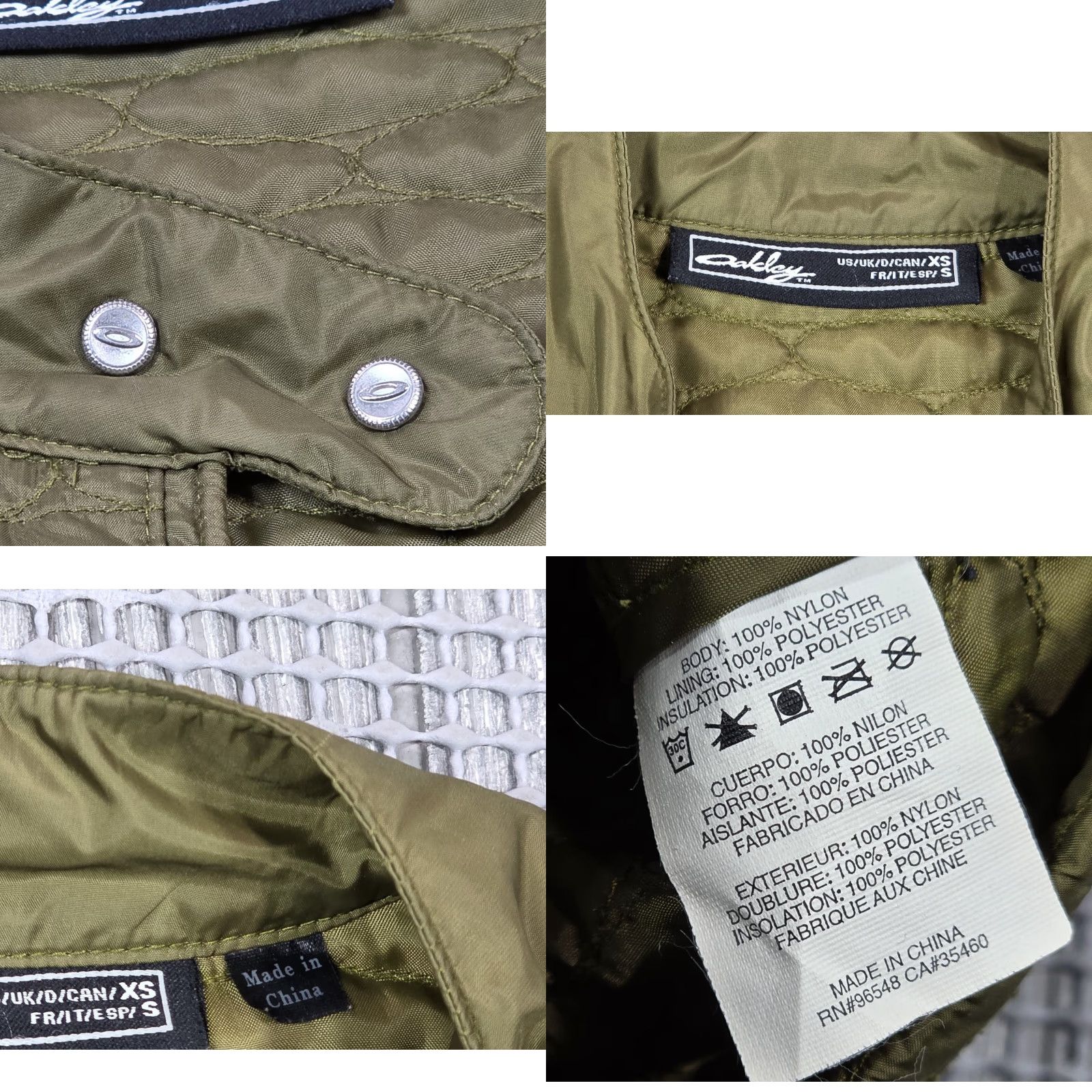 Oakley Oakley Moto Biker Jacket Full Zip Quilted Micro Puffer Olive Pink Womens XS Size XS / US 0-2 / IT 36-38 - 9 Thumbnail
