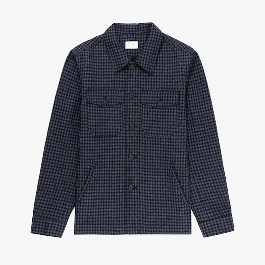 image of Aime Leon Dore Plaid Woven Overshirt Navy Gingham in Blue Gingham, Men's (Size Medium)
