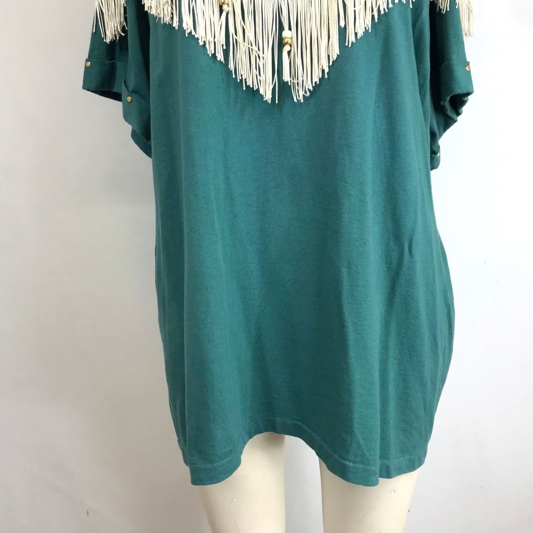 Altea Hazelwoods Women Teal Aztec Southwest Fringe Boho Shirt XL Size XL / US 12-14 / IT 48-50 - 3 Thumbnail