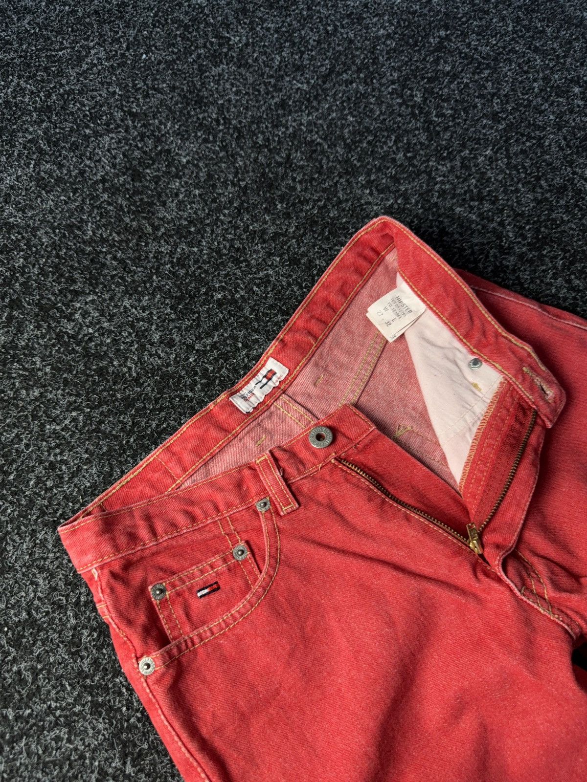 Japanese Brand × Tommy Hilfiger Tommy Hilfiger Hipster Red Flare Jeans Y2K Japanese style Size 27" / US 4 / IT 40 - 8 Thumbnail