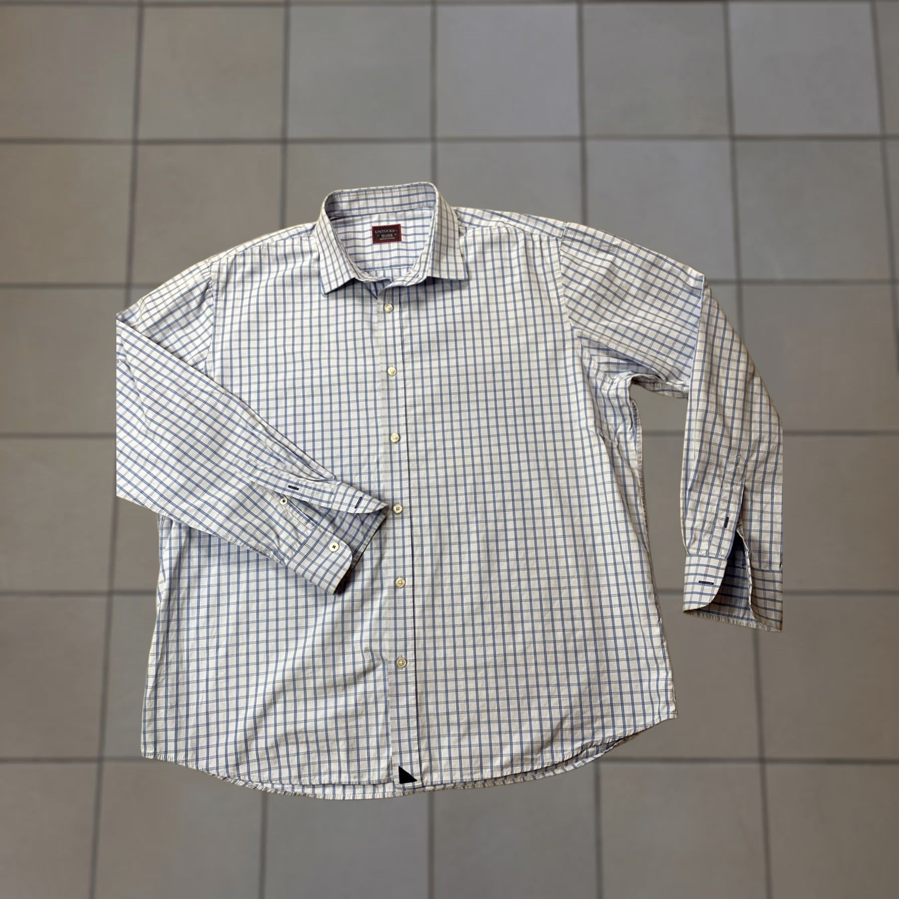 UNTUCKit UNTUCKit Shirt Mens XXL Blue Checked Plaid Long Sleeve Button Down Casual Business Knit Cotton Regular Fit Size US XXL / EU 58 / 5 - 1 Thumbnail