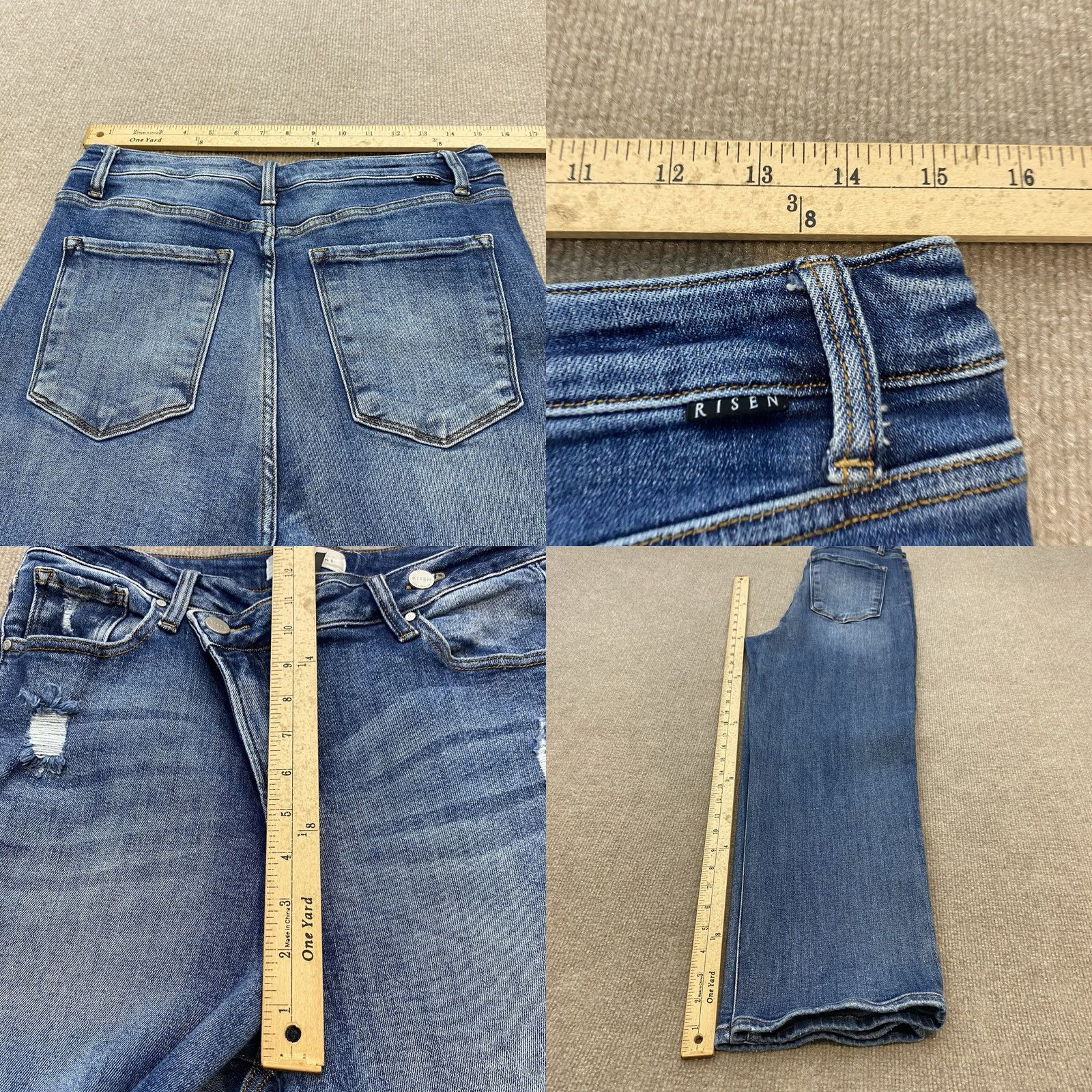 Vintage Risen Jeans Women's 32 High Rise Crossover Asymmetrical Zipper Denim Boho Blue Size 24" / US 00 / IT 34 - 8 Thumbnail