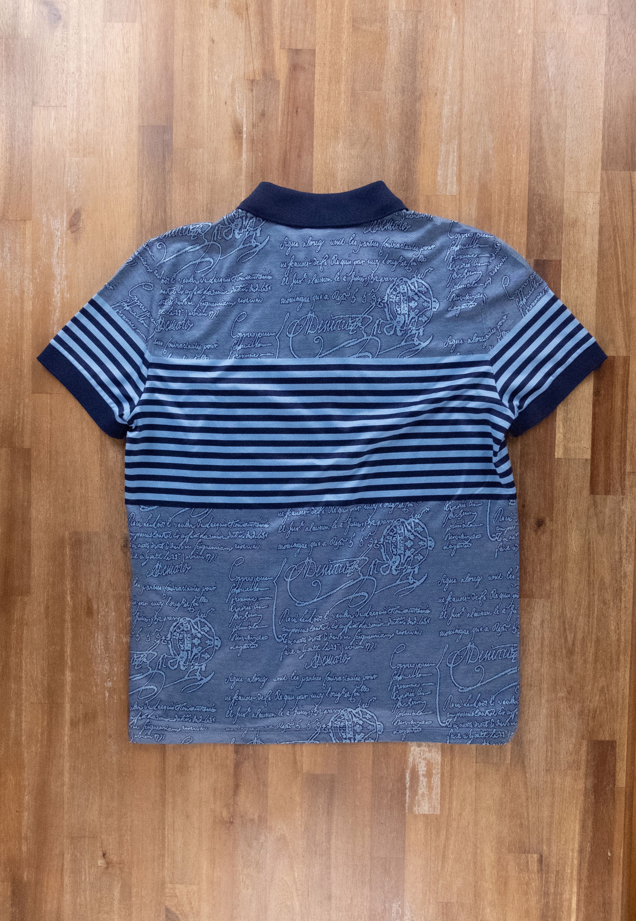 Berluti BERLUTI Striped Scritto blue majorelle cotton polo shirt M Size US M / EU 48-50 / 2 - 10 Thumbnail