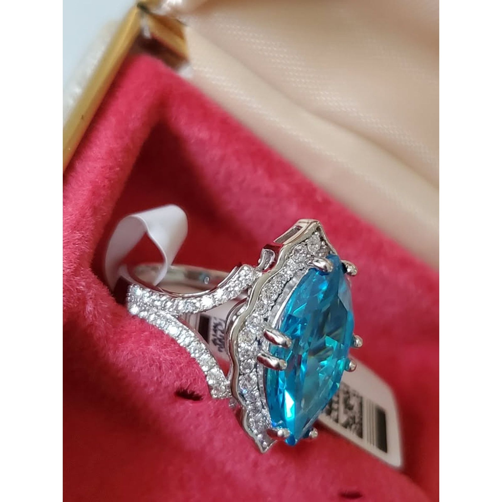 Other Blue Marquise Stone Sterling Silver Ring Size ONE SIZE - 2 Thumbnail