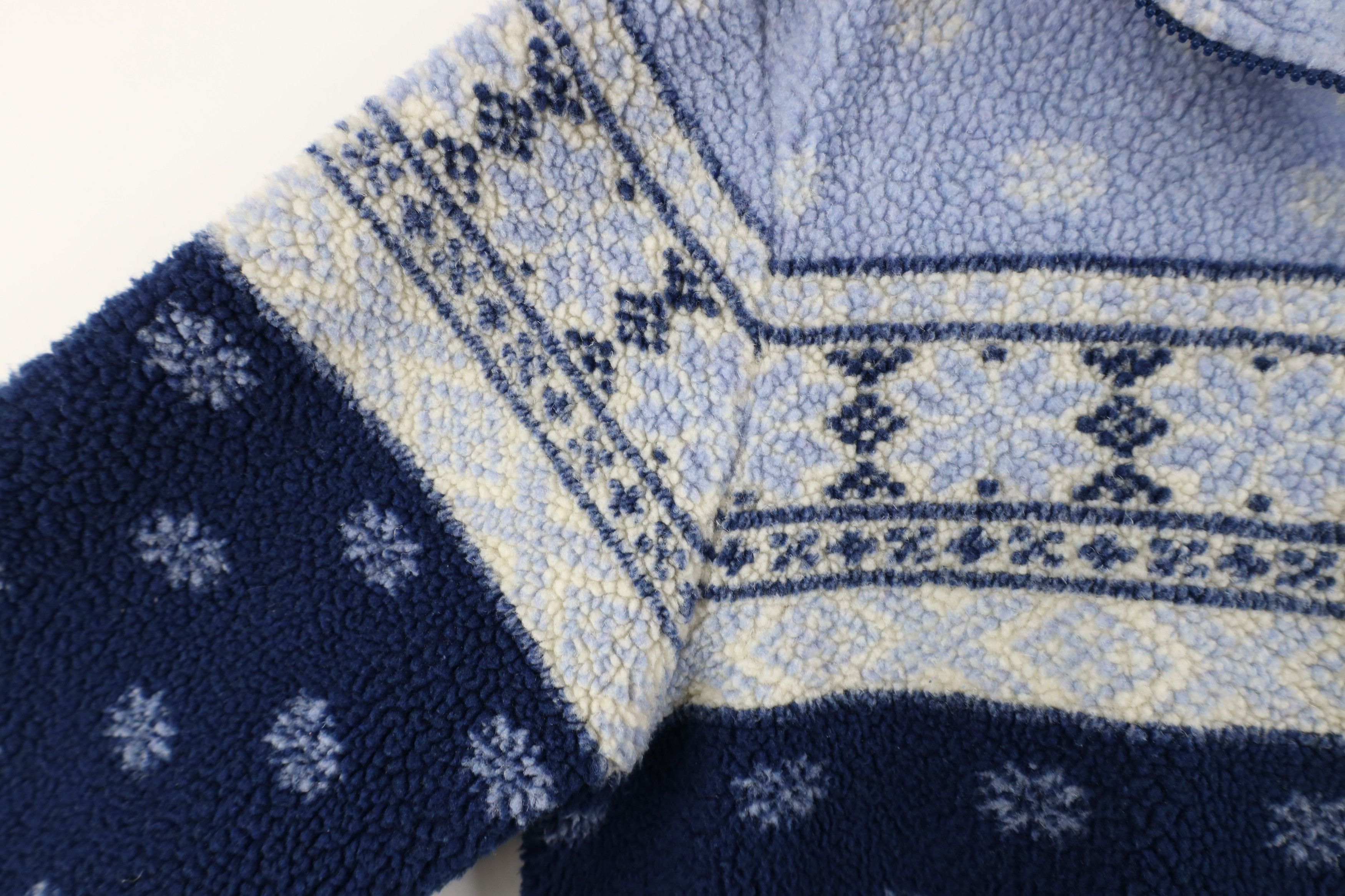 L.L. Bean Vintage LL Bean Fair Isle Deep Pile Fleece Half Zip Sweater Size L / US 10 / IT 46 - 6 Thumbnail