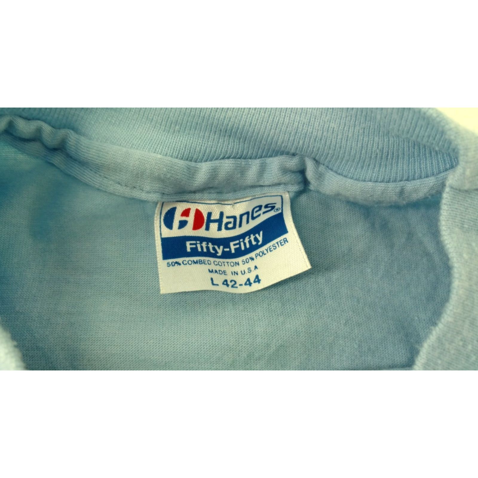 Hanes VINTAGE HP The Winning Team Blue Single Stitch Shirt Large Mens Size US L / EU 52-54 / 3 - 8 Thumbnail