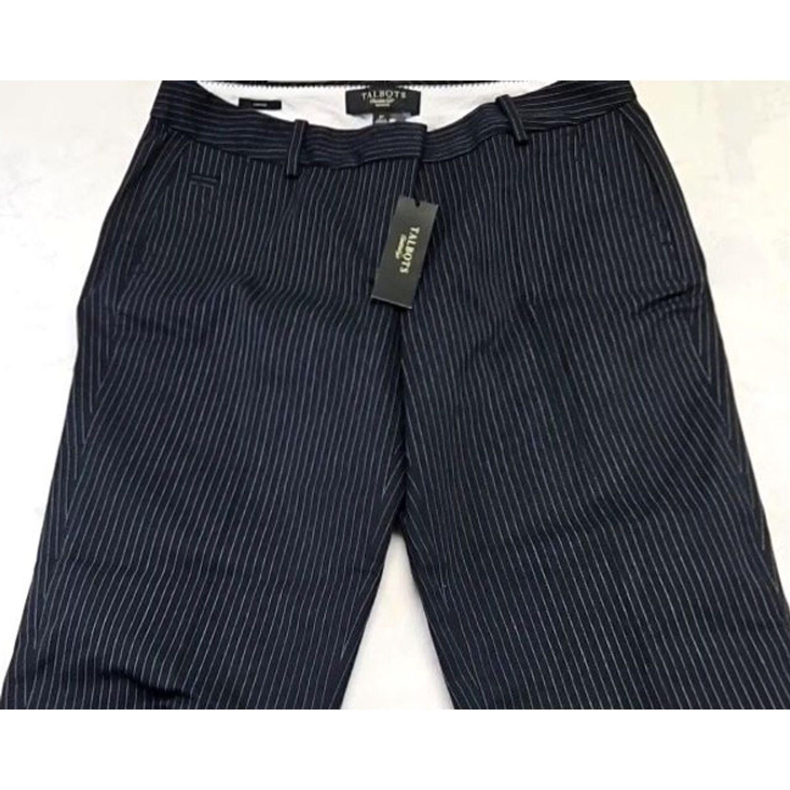Talbots Talbots Women’s 2P Black Pinstripe Dress Pants Straight Leg Flat Front NWT Size 26" / US 2 / IT 38 - 7 Thumbnail