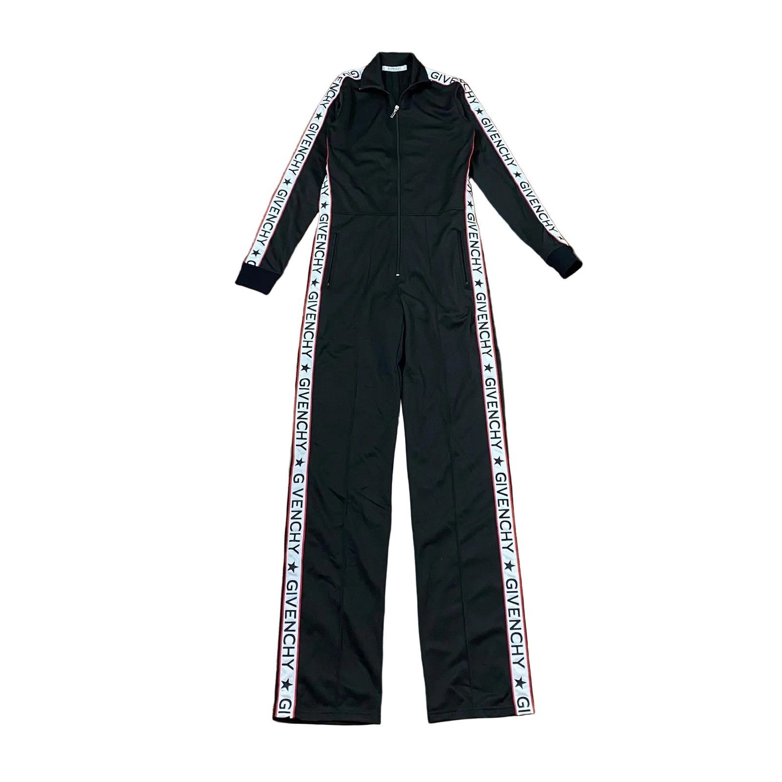 Givenchy Black Logo Stripe Zipped Jumpsuit Size XS / US 0-2 / IT 36-38 - 1 Thumbnail