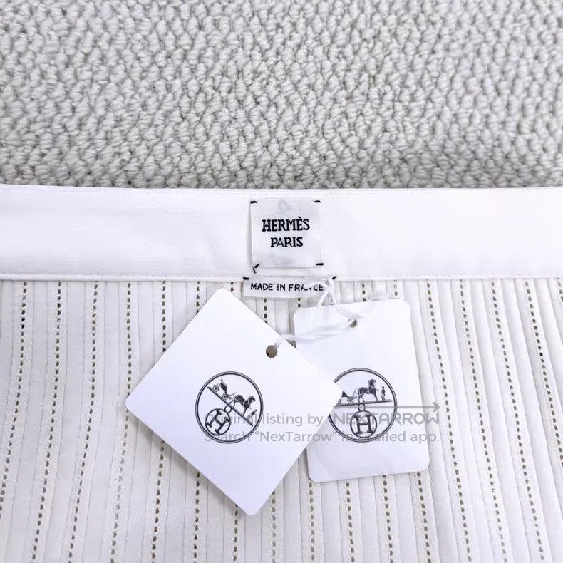 Hermes Hermes 26 Model Ivory White High-waisted Pleated Striped B Size 42" / US 20 - 3 Thumbnail