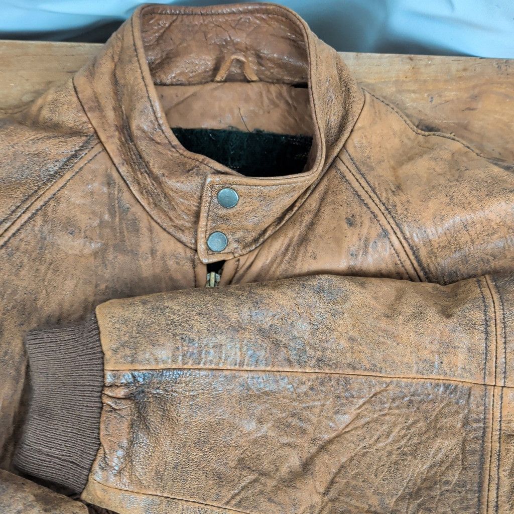 Vintage Vintage Brown Leather Bomber Jacket Men's Large Size US L / EU 52-54 / 3 - 7 Thumbnail