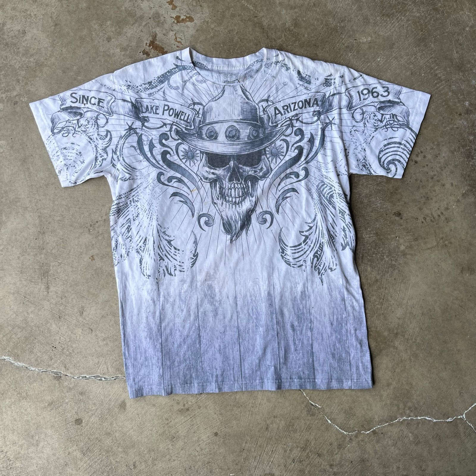 Vintage VINTAGE Y2K SKULL AOP SHIRT GRUNGE BLUE 64 XL BAGGY Size US XL / EU 56 / 4 - 1 Thumbnail