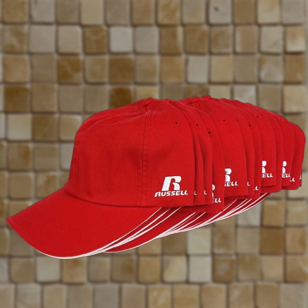 Russell Athletic VINTAGE 90s Russell Athletic Hat - Red Adjustable Twill Baseball Cap - Mens - 12 Pack - Plain Solid Cap Size ONE SIZE - 1 Thumbnail