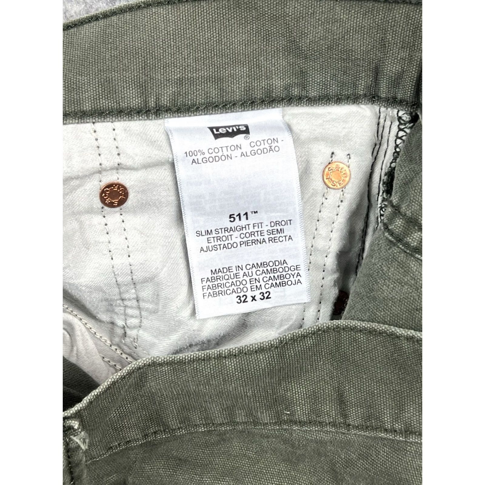 Levi's VINTAGE Levi's 511 Jeans Slim Straight Leg 32x32 Olive Green 32 Regular Mens Shoes? Size US 32 / EU 48 - 7 Thumbnail