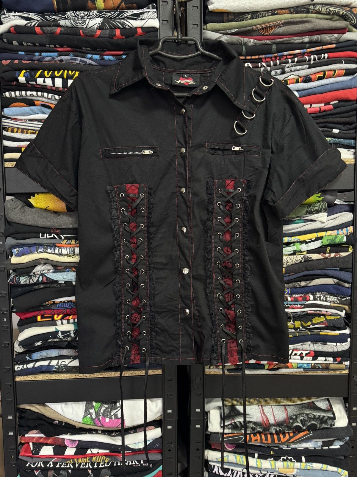 Vintage 🕸️🕷️AVANT-GARDE SEXY GHOTIC hard leather stuff shirt Rare Size L / US 10 / IT 46 - 4 Thumbnail