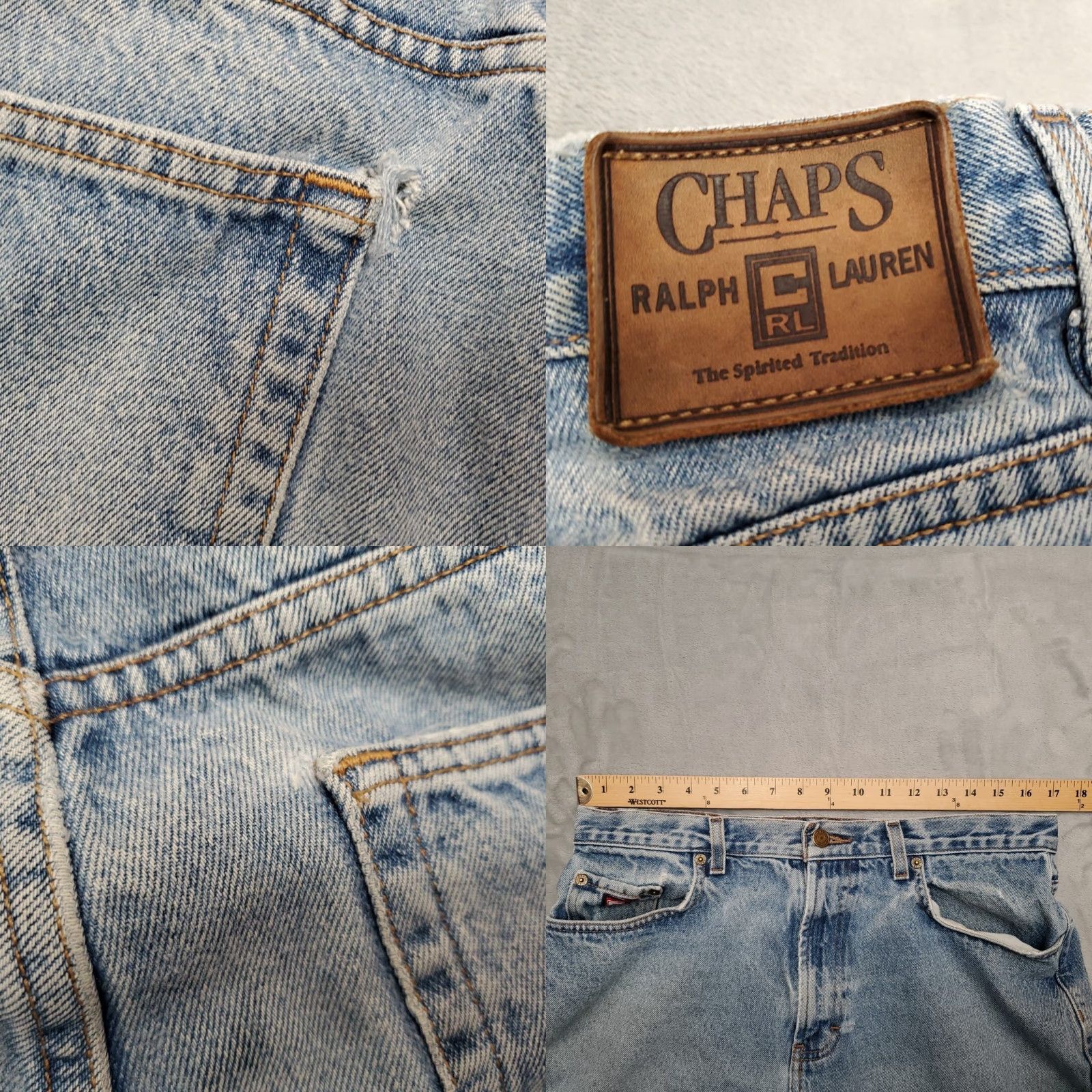Ralph Lauren VINTAGE Chaps Ralph Lauren Jeans Mens 34x32 Loose Fit 5 Pocket Stone Wash Y2K Denim Blue 34 Mens Jeans 90s USA American Size US 34 / EU 50 - 10 Thumbnail