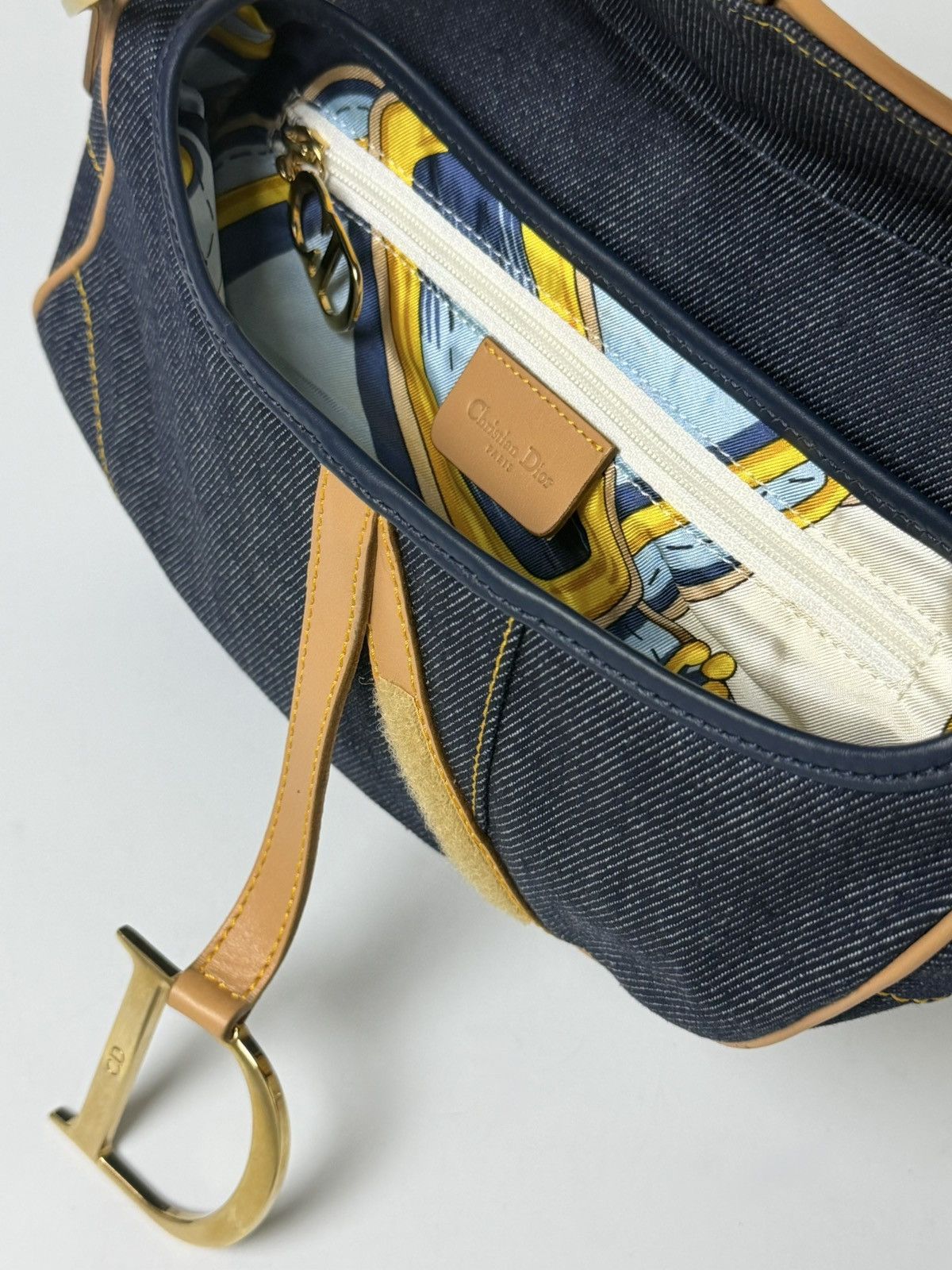 Dior 2000’s Christian Dior Saddle Blue Denim Rare Lining Size ONE SIZE - 9 Thumbnail