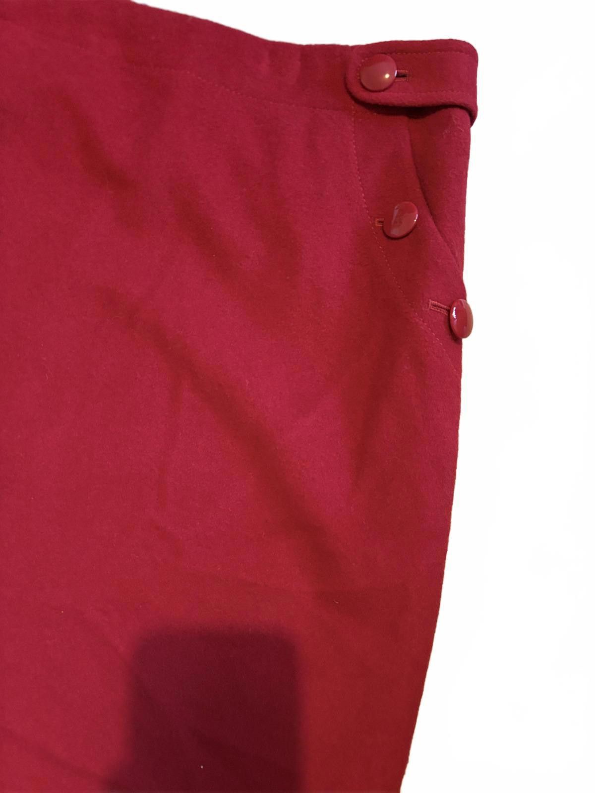 J.Crew J. Crew Wool High Waist Red Women's Button-Accent Mini Skirt Size 26" / US 2 / IT 38 - 4 Thumbnail