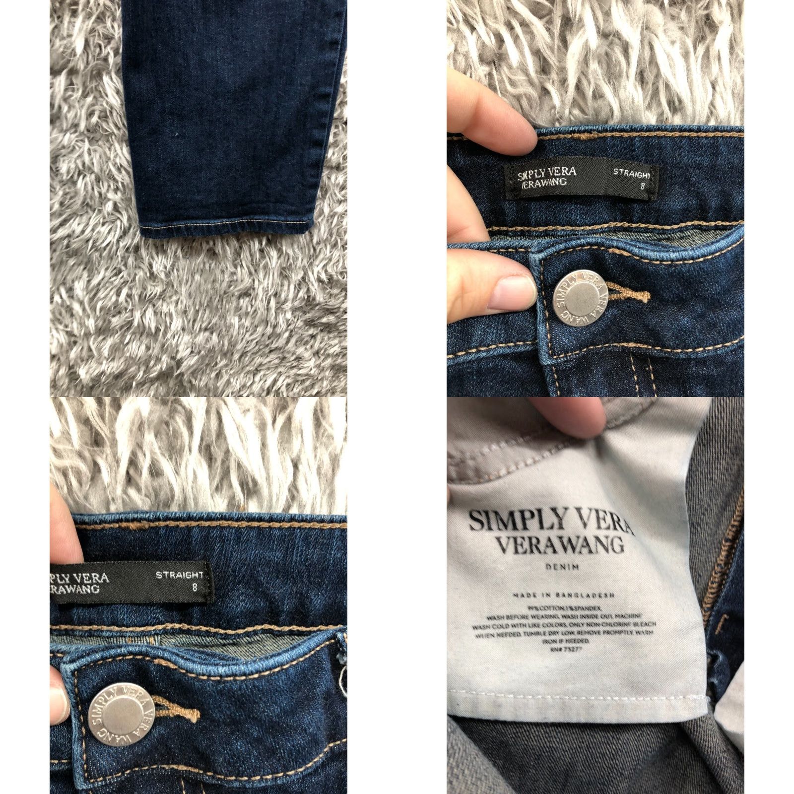 Vintage Simply Vera Straight Jeans Womens Size 8 Mid Rise Dark Wash Blue Denim Size 30" / US 8 / IT 44 - 8 Thumbnail