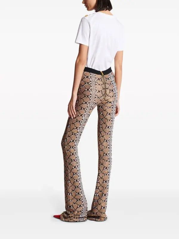 Balmain o1s1wg110825 Python Jacquard Bootcut Trousers in Brown Size 30" / US 8 / IT 44 - 4 Thumbnail