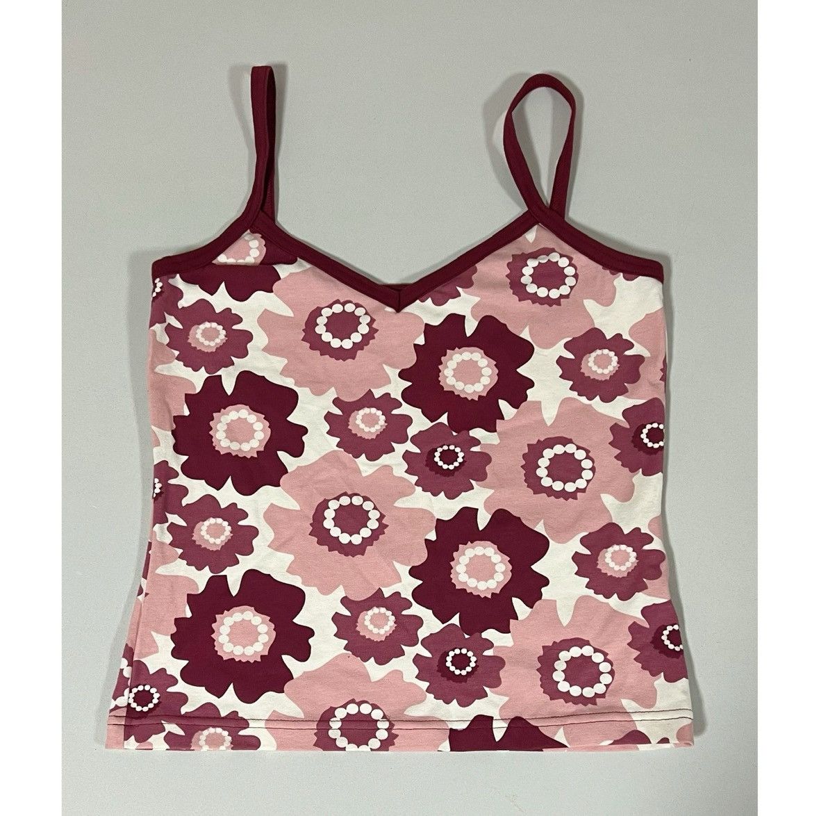 Vintage Pink Floral Graphic Cami Camisole Tank Top Shirt Size 8 🌸✨ Size S / US 4 / IT 40 - 1 Thumbnail