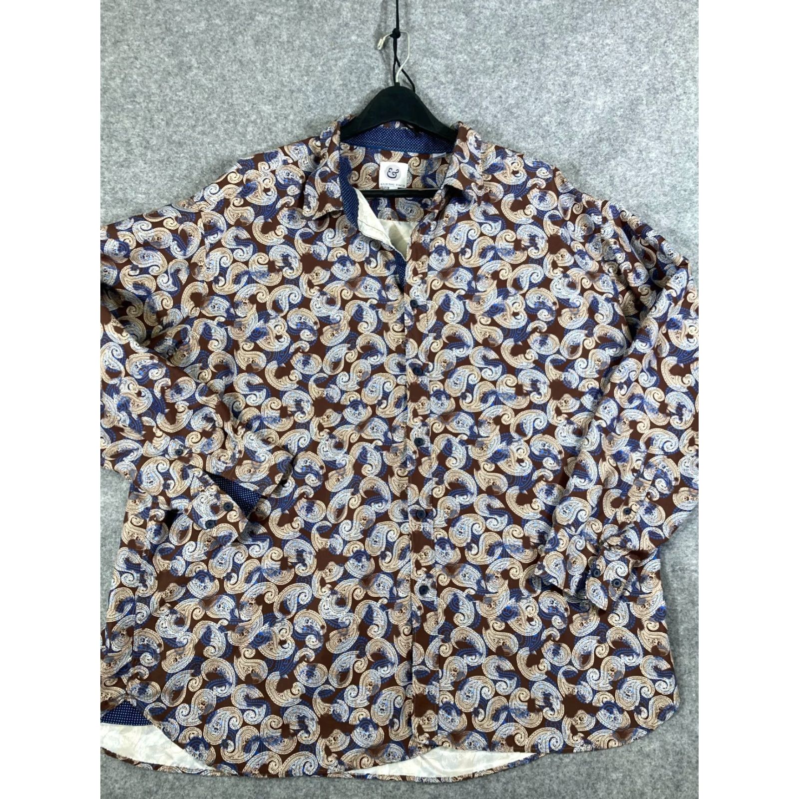 Vintage Kilburne & Finch Button Up Shirt Mens 3XL Brown White Paisley Long Sleeve Cowboy Western Size US XXL / EU 58 / 5 - 2 Thumbnail