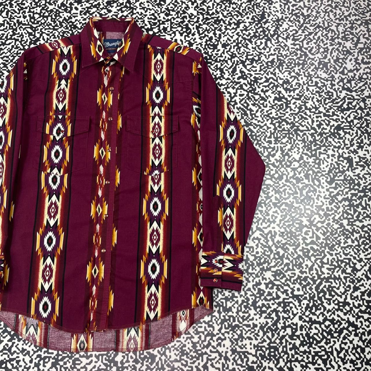Vintage Vintage 90s Wrangler Western Aztec Shirt Rare Retro Style Size US M / EU 48-50 / 2 - 3 Thumbnail