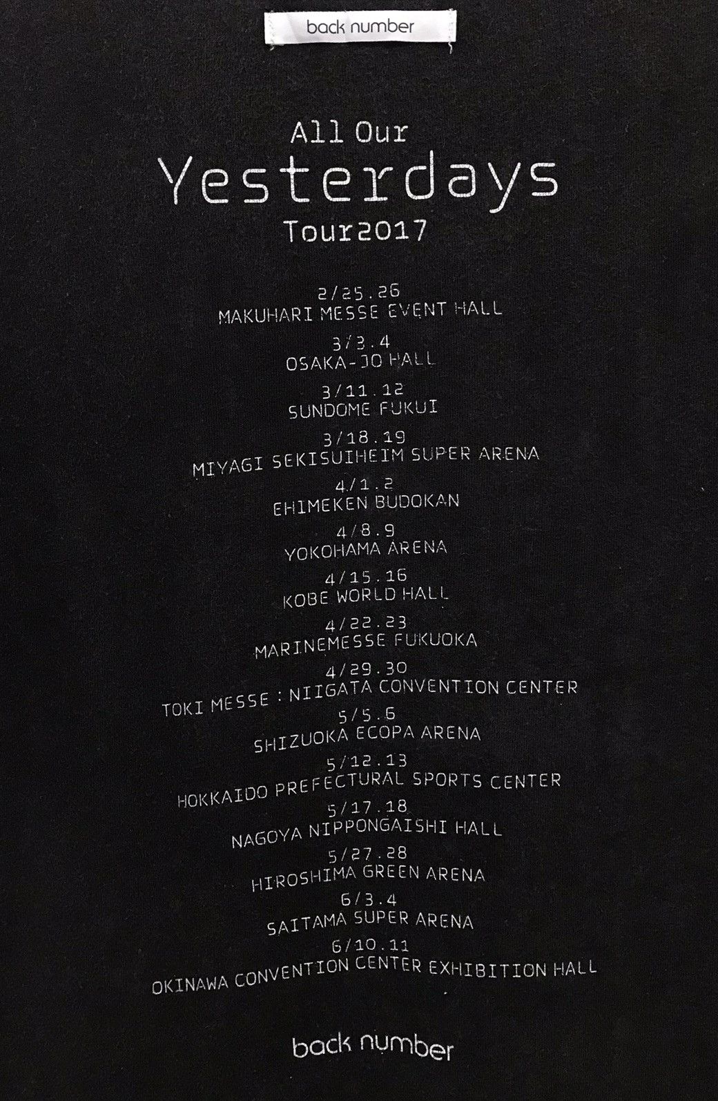 Band Tees × Japanese Brand Band Back Number All Our Yesterday Tour 2017 Shirt Size US M / EU 48-50 / 2 - 4 Thumbnail