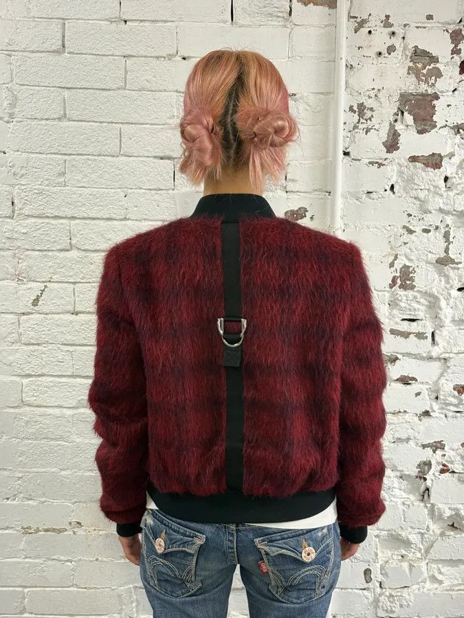 Versace 2010s Versace Red & Black Squared Plushed Bomber Jacket Size S / US 4 / IT 40 - 4 Thumbnail