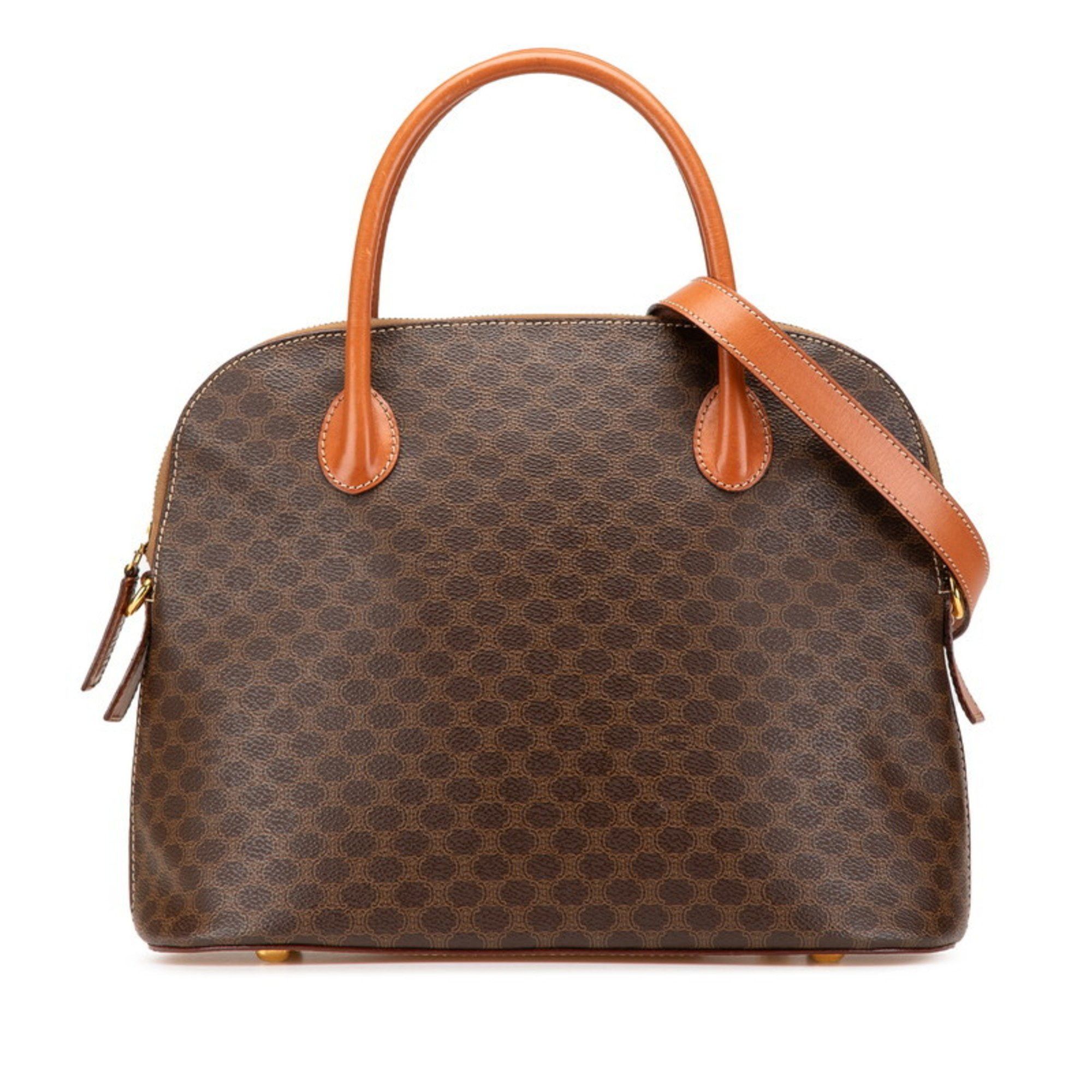 Celine Macadam Handbag Shoulder Bag Brown Pvc Leather Women's Celine
