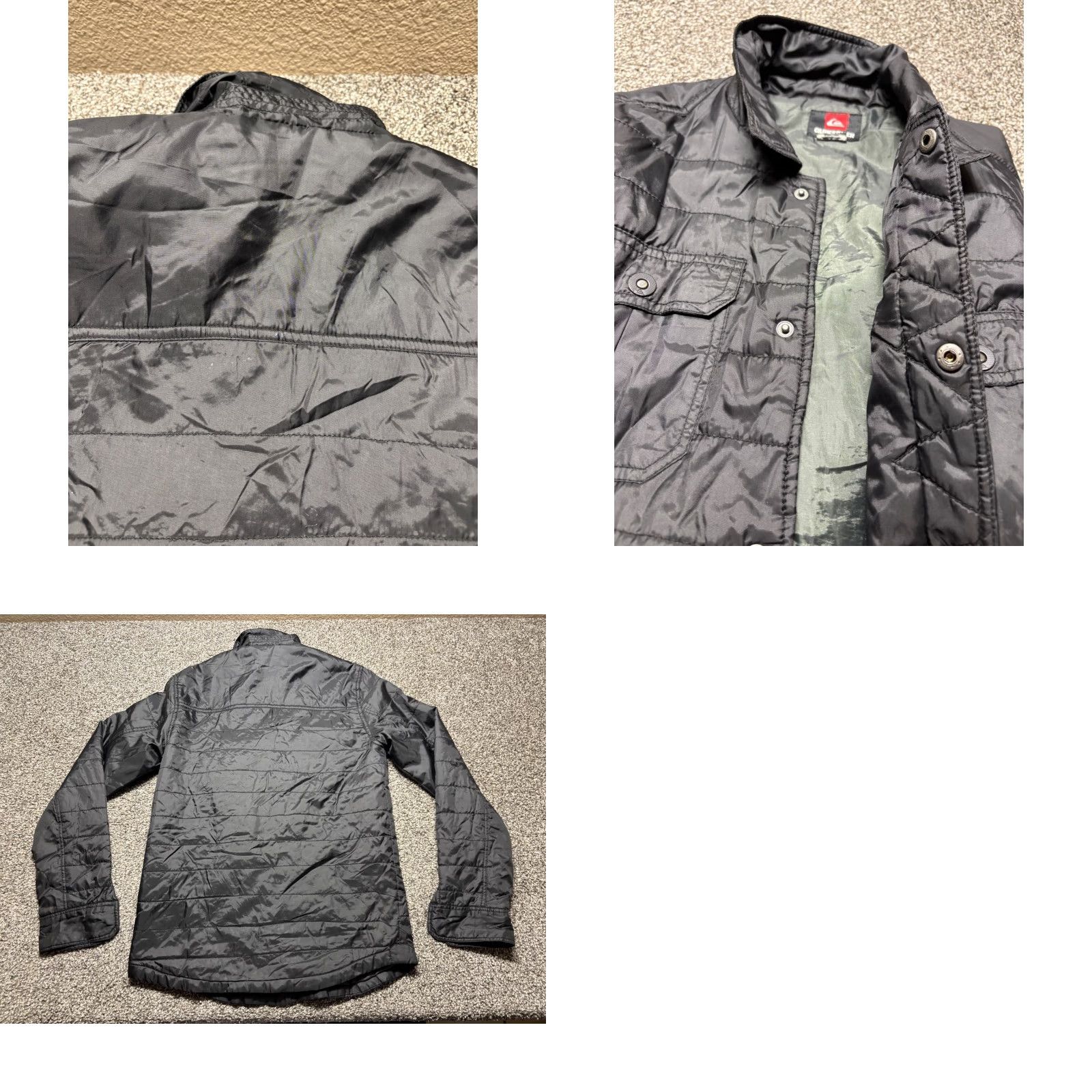 Quiksilver Quiksilver Jacket Mens Small Black Quilted Lightweight Collared Outdoor Snap Up Size US S / EU 44-46 / 1 - 9 Thumbnail