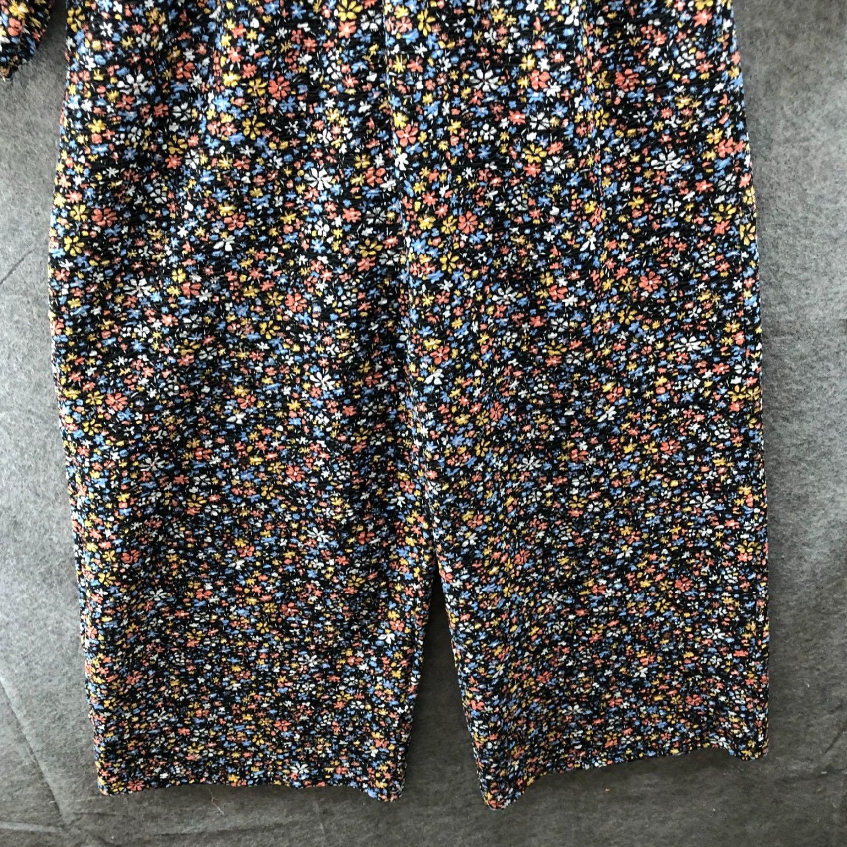 Asos ASOS Wide Leg Jumpsuit Womens 10 Floral Multicolor 3/4 Sleeve Seersucker Crinkle Size 32" / US 10 / IT 46 - 4 Thumbnail