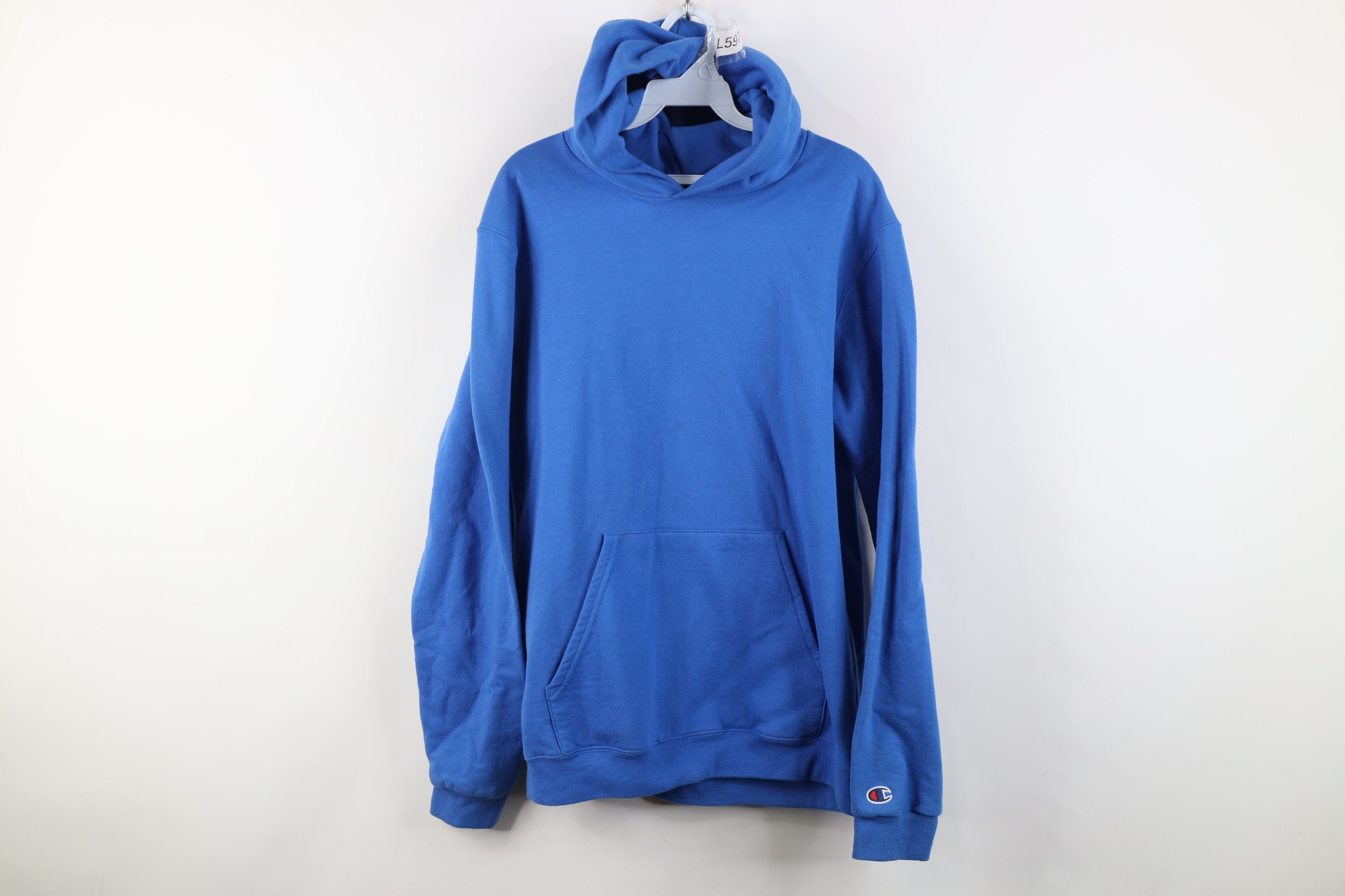 Champion Vintage 90s Y2K Champion Blank Hoodie Sweatshirt Royal Blue Size US S / EU 44-46 / 1 - 1 Thumbnail