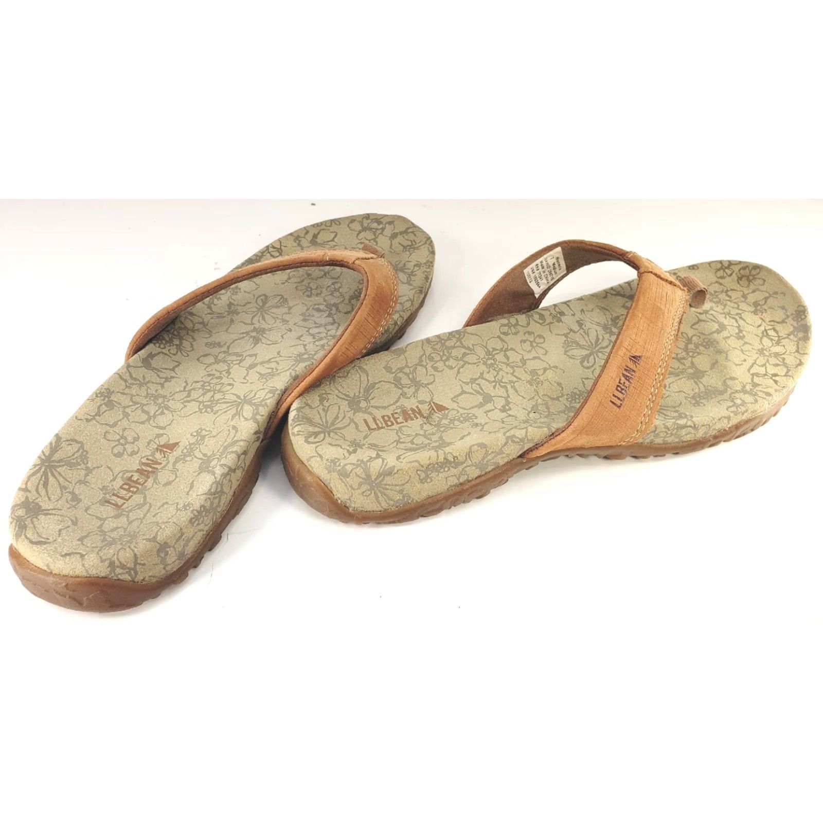 Vintage L.L. Bean Women’s 7M Light Brown Run About Flip Flop Sandals 299716 Sandals Casual Comfort Slip On Flat Rubber Lined Leather Insole Women’s Shoes Size US 7 / IT 37 - 3 Thumbnail