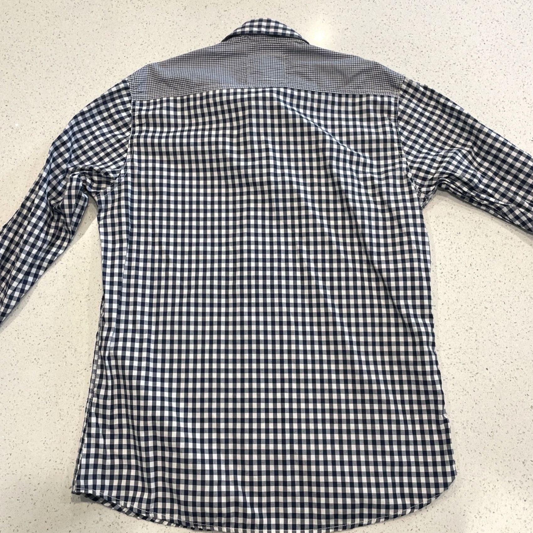 Native Native Code Mens Dress Shirt Navy White Plaid Long Sleeve Button Up Large Size 42R - 5 Thumbnail