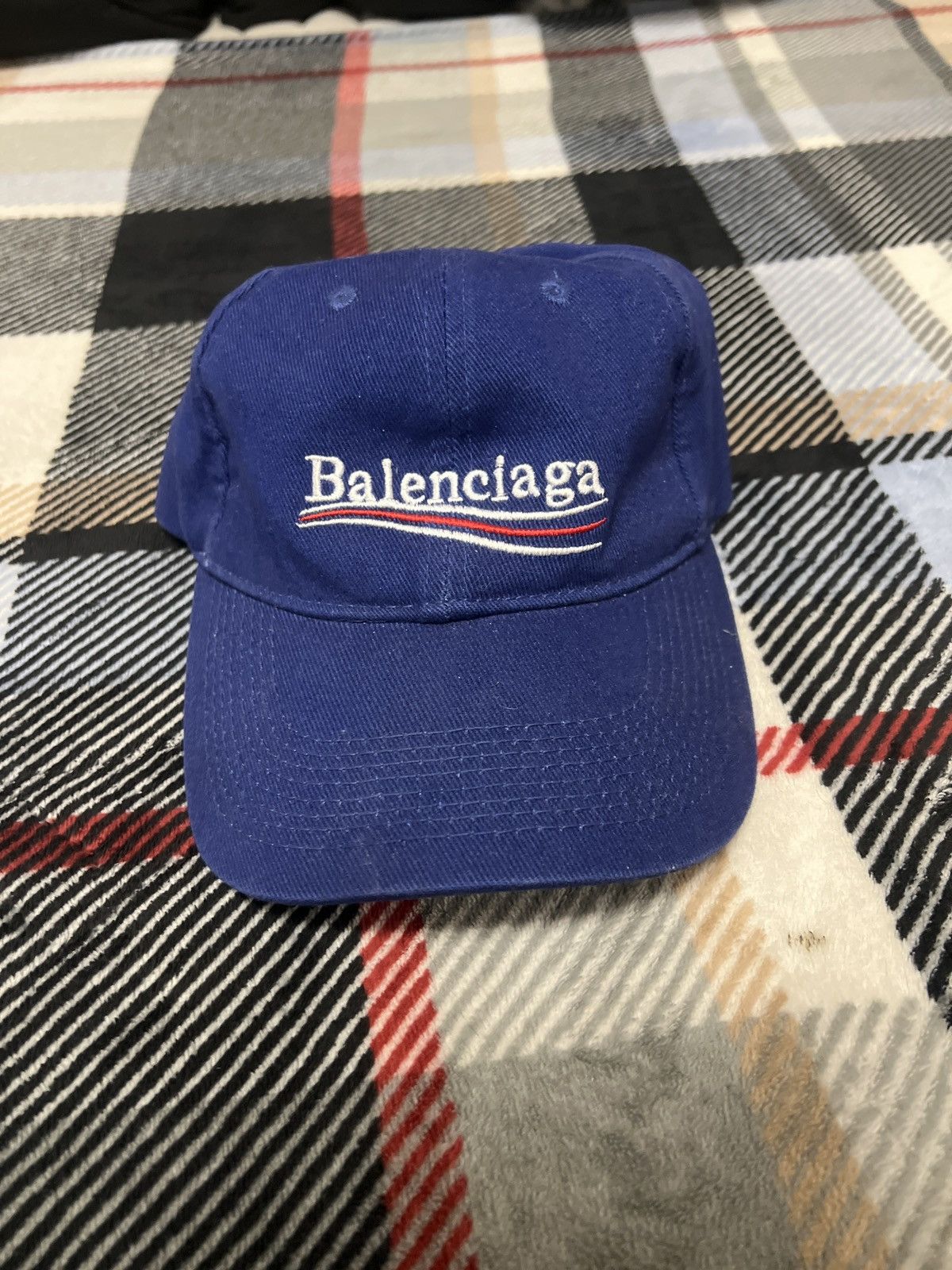 image of Balenciaga Political Campaign Baseball Cap in Blue, Men's (Size 46)