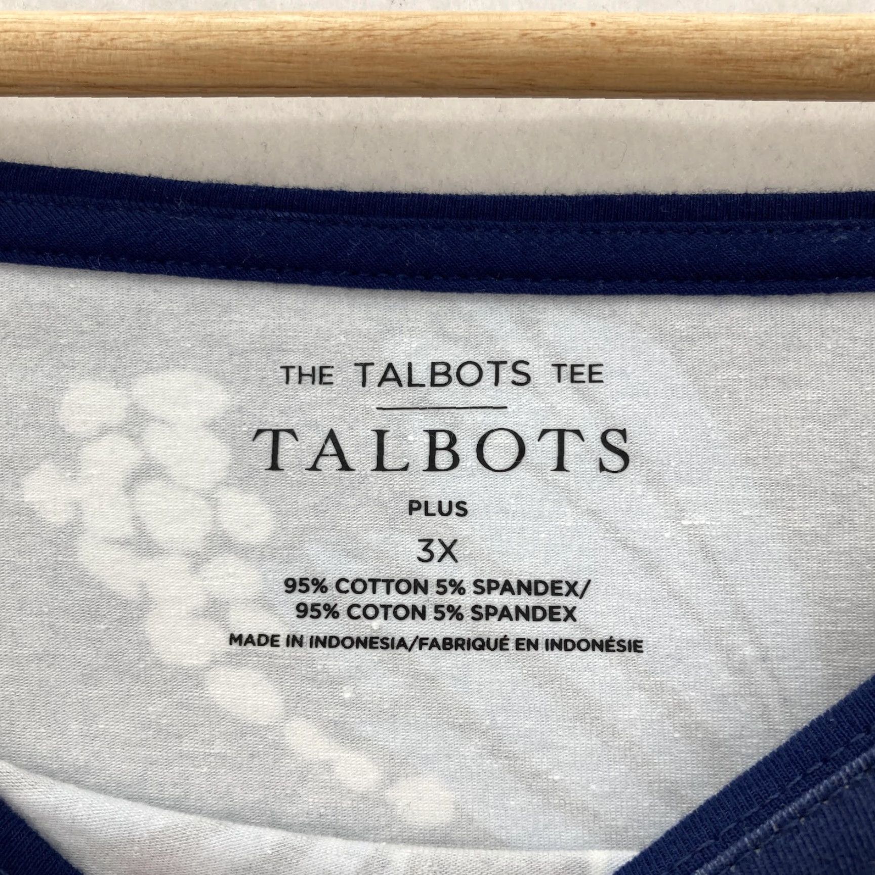 Talbots Talbots Shirt Womens 3X Navy Floral Boatneck 3/4 Sleeve Cotton Tee Plus Top Size XXL / US 16-18 / IT 52-54 - 4 Thumbnail
