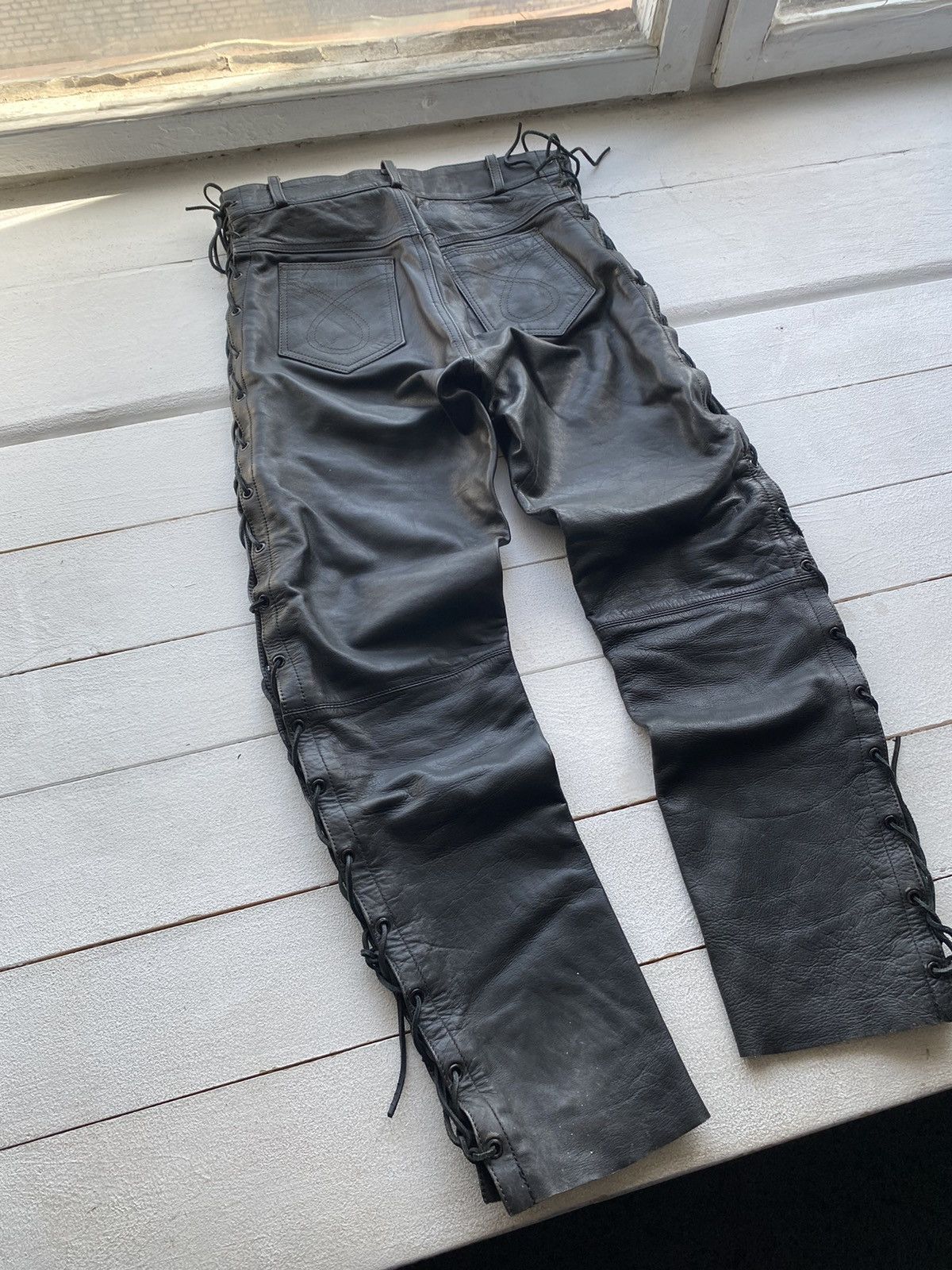 Japanese Brand 🔥VNTG OPIUM Biker Leather Owens Style Pants Rick Punk Rare Size US 32 / EU 48 - 18 Thumbnail